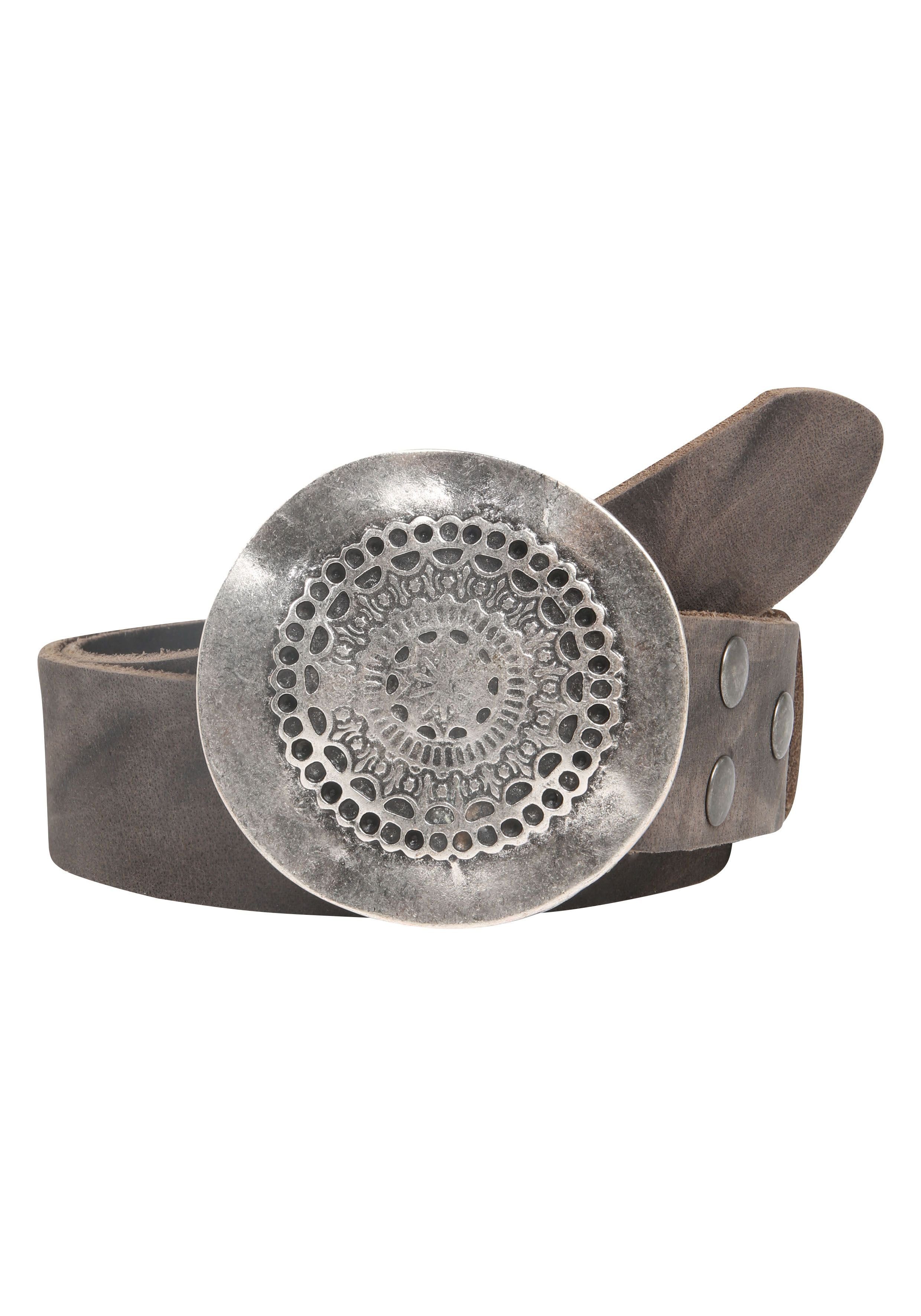 RETTUNGSRING by showroom 019° Leren riem Echt leer, leer "Soft Boom Navy" unisex riemen maat 80 grijs