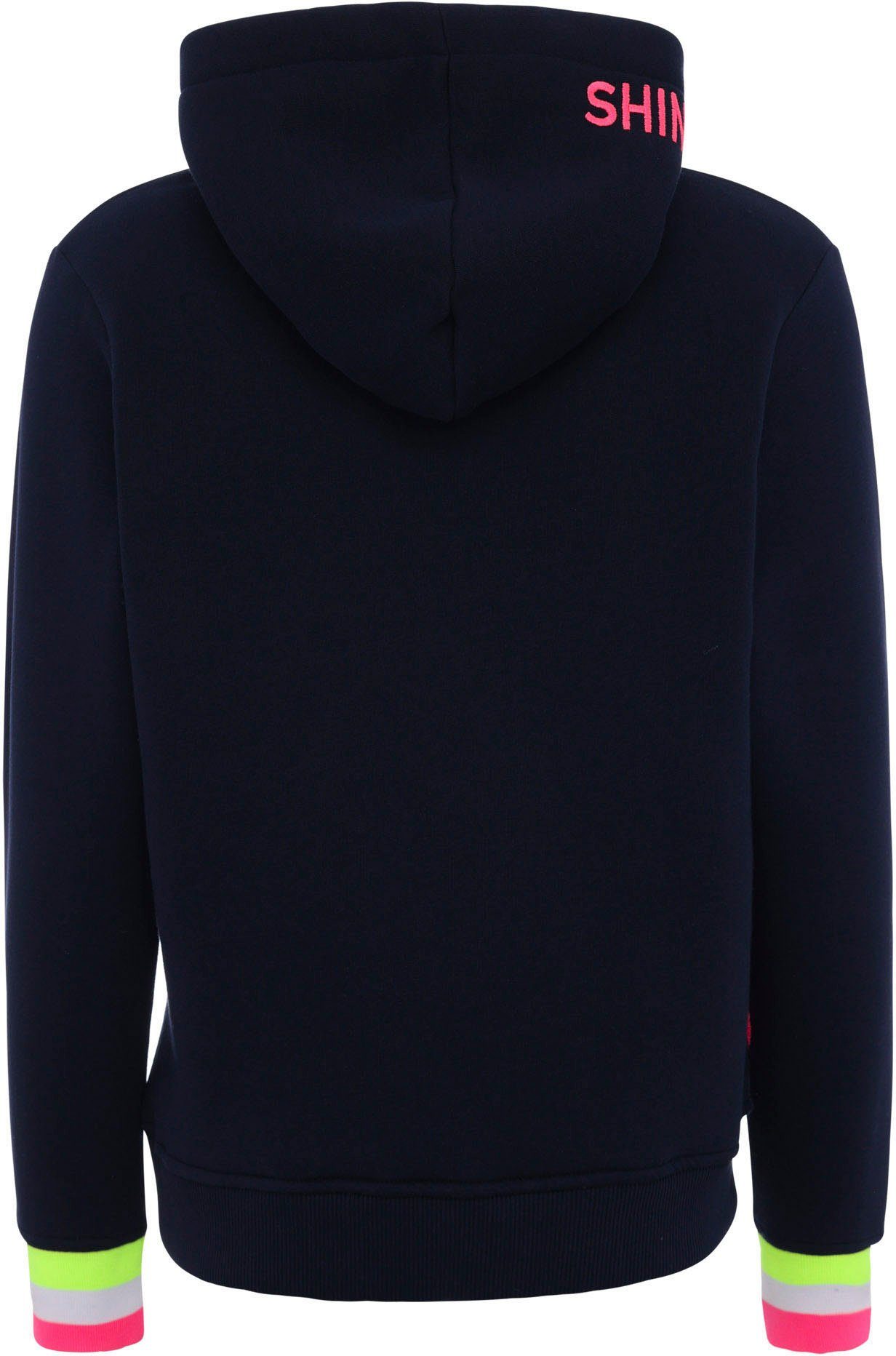 Zwillingsherz Hoodie Always Happy met smiley-print van frotté en neon details