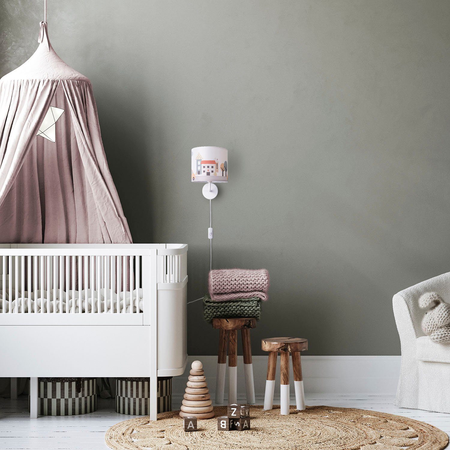 Paco Home Wandlamp Luca Capri Kinderkamer wandlamp kinder lamp binnen met auto straat brandweer