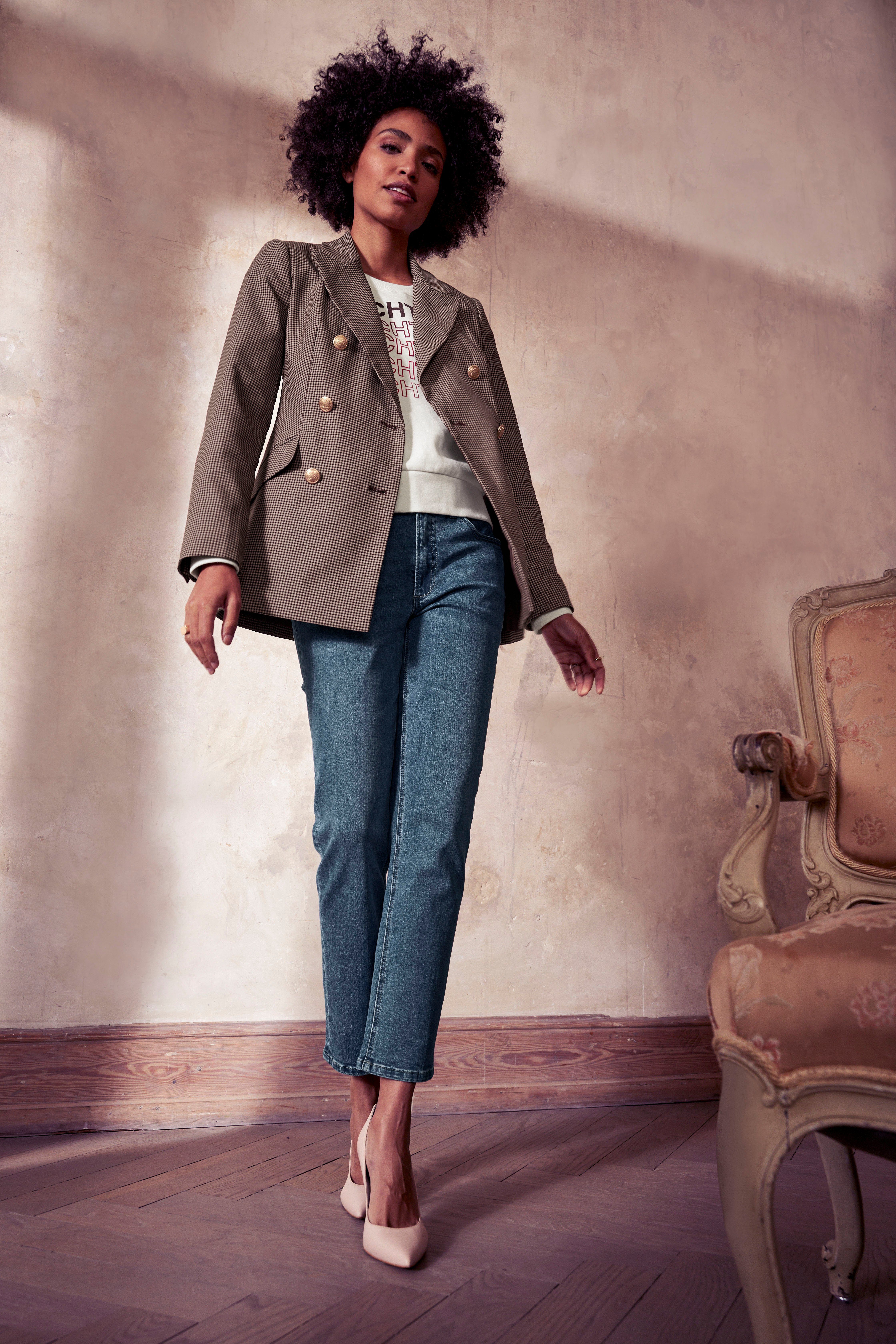 HECHTER PARIS Mom jeans hoge taille, enkel-vrij, met riemlussen
