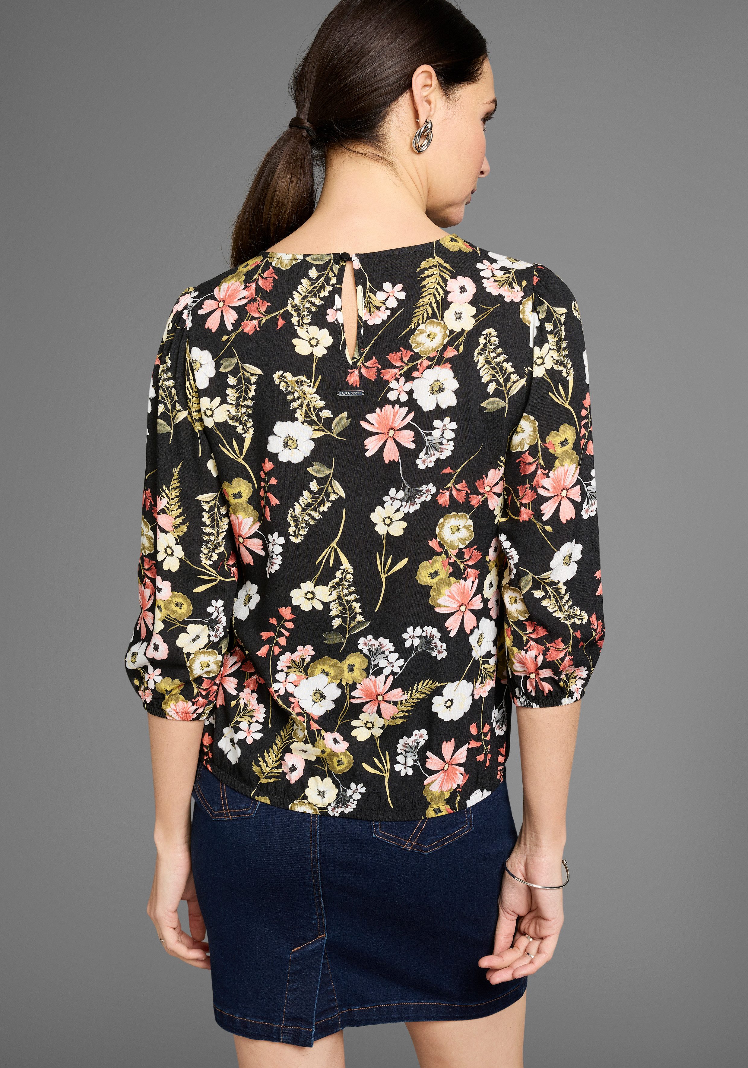 Laura Scott Gedessineerde blouse met elegante bloemenprint