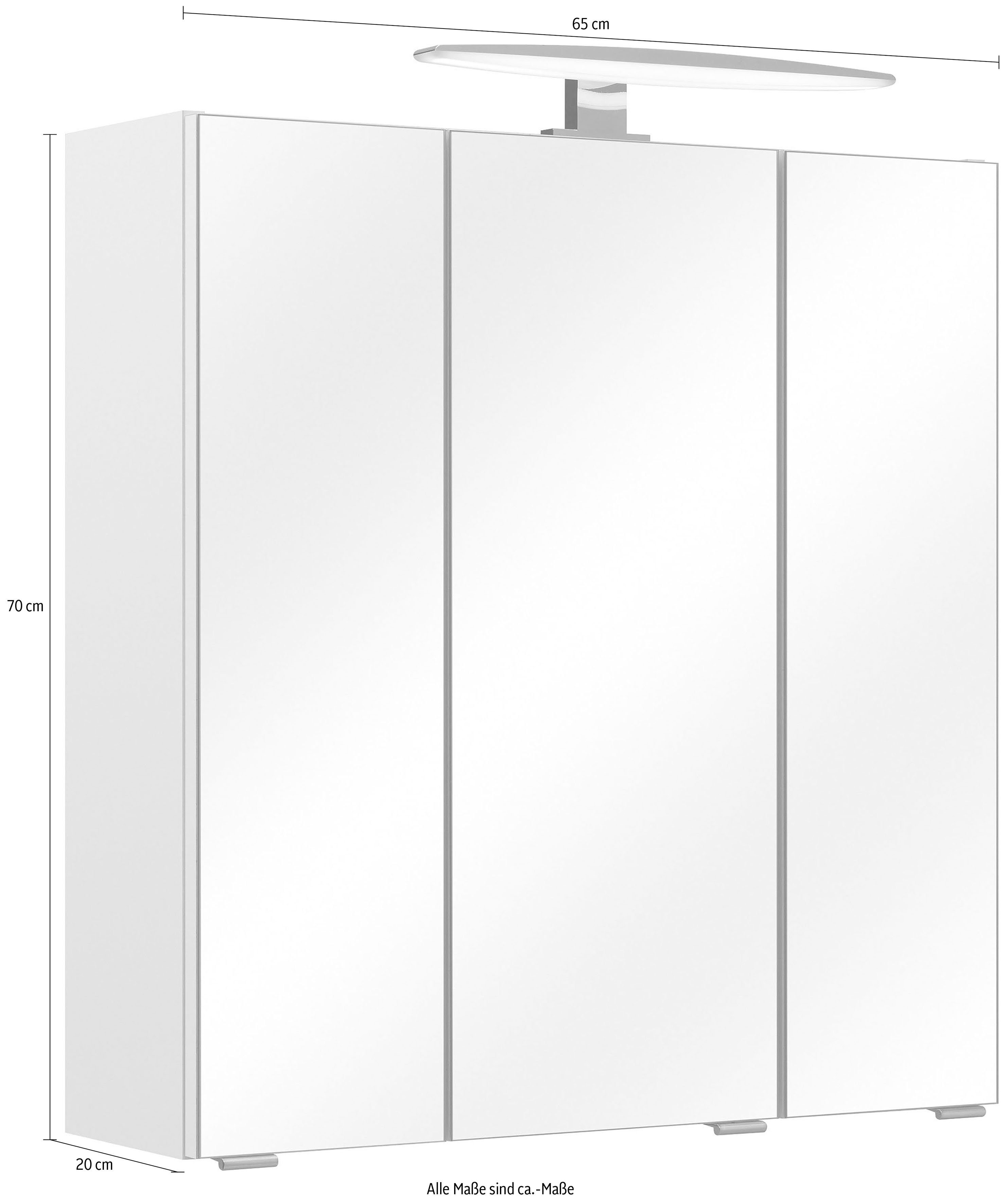 Saphir Spiegelkast Quickset 953 Badkamermeubel, 3 spiegeldeuren, 6 legplanken, 65 cm breed