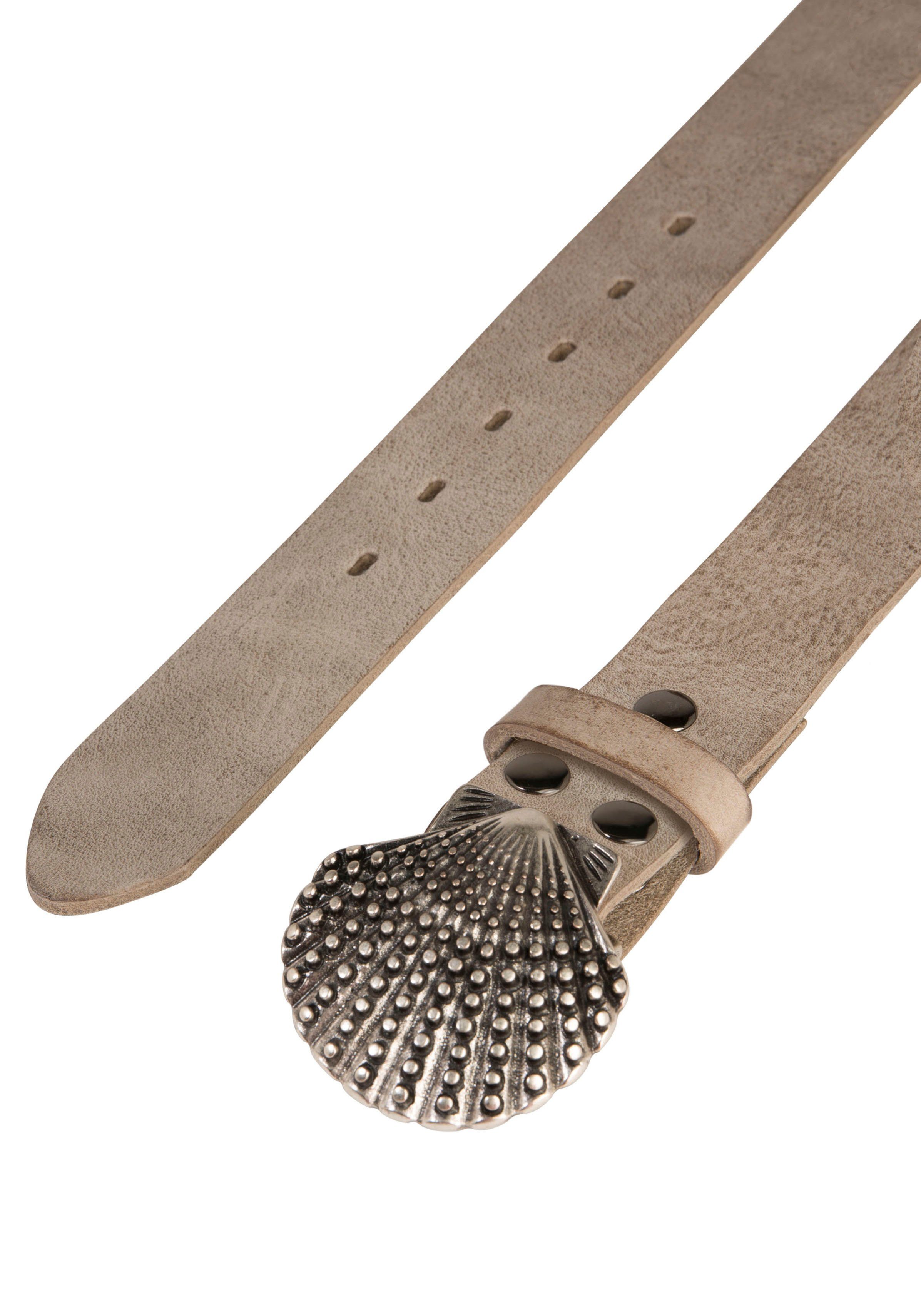 RETTUNGSRING by showroom 019° Leren riem met verwisselbare sluiting "schelp nieten"