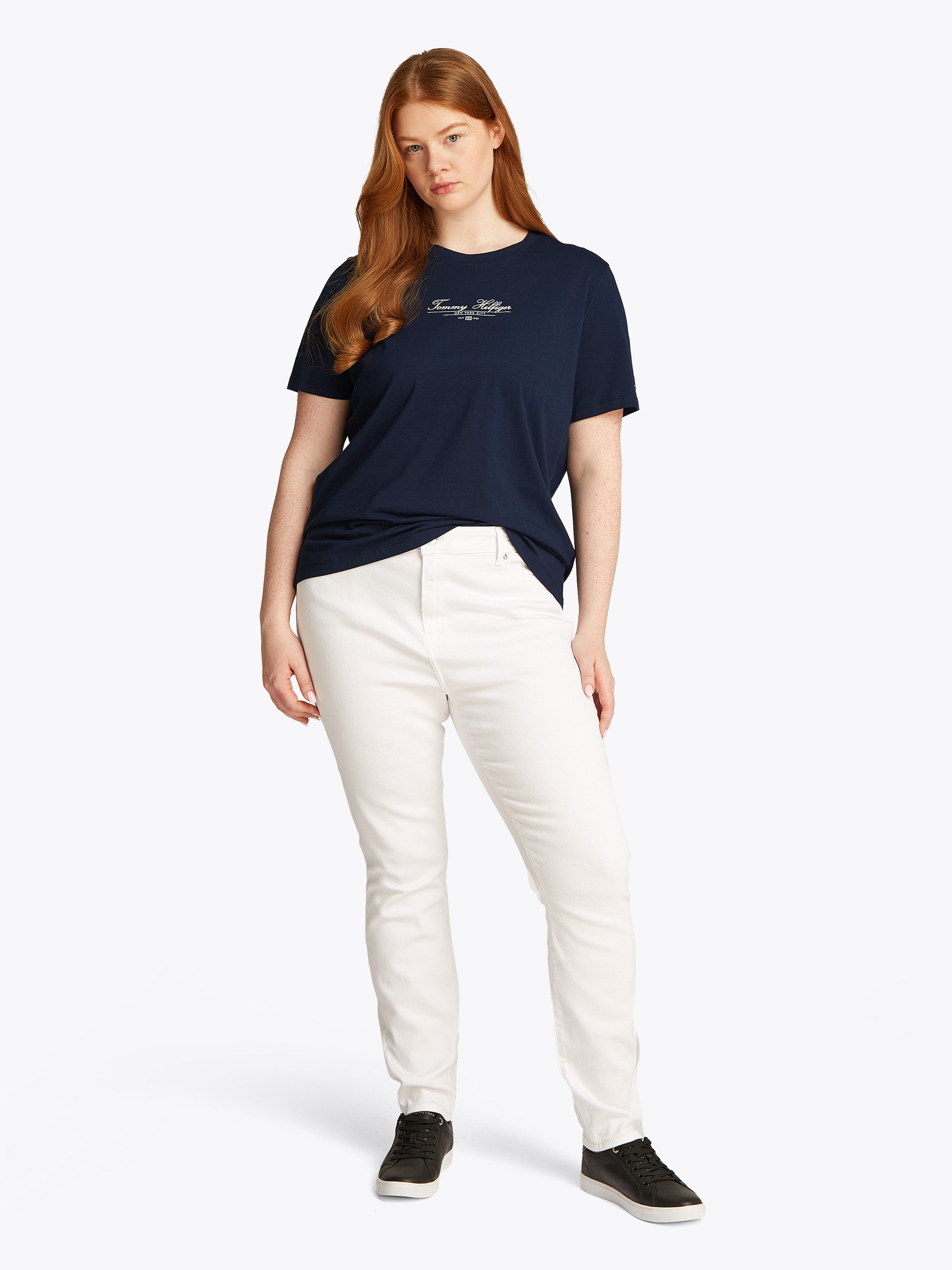 Tommy Hilfiger Curve Shirt met ronde hals CRV REG SCRIPT C-NK TEE SS