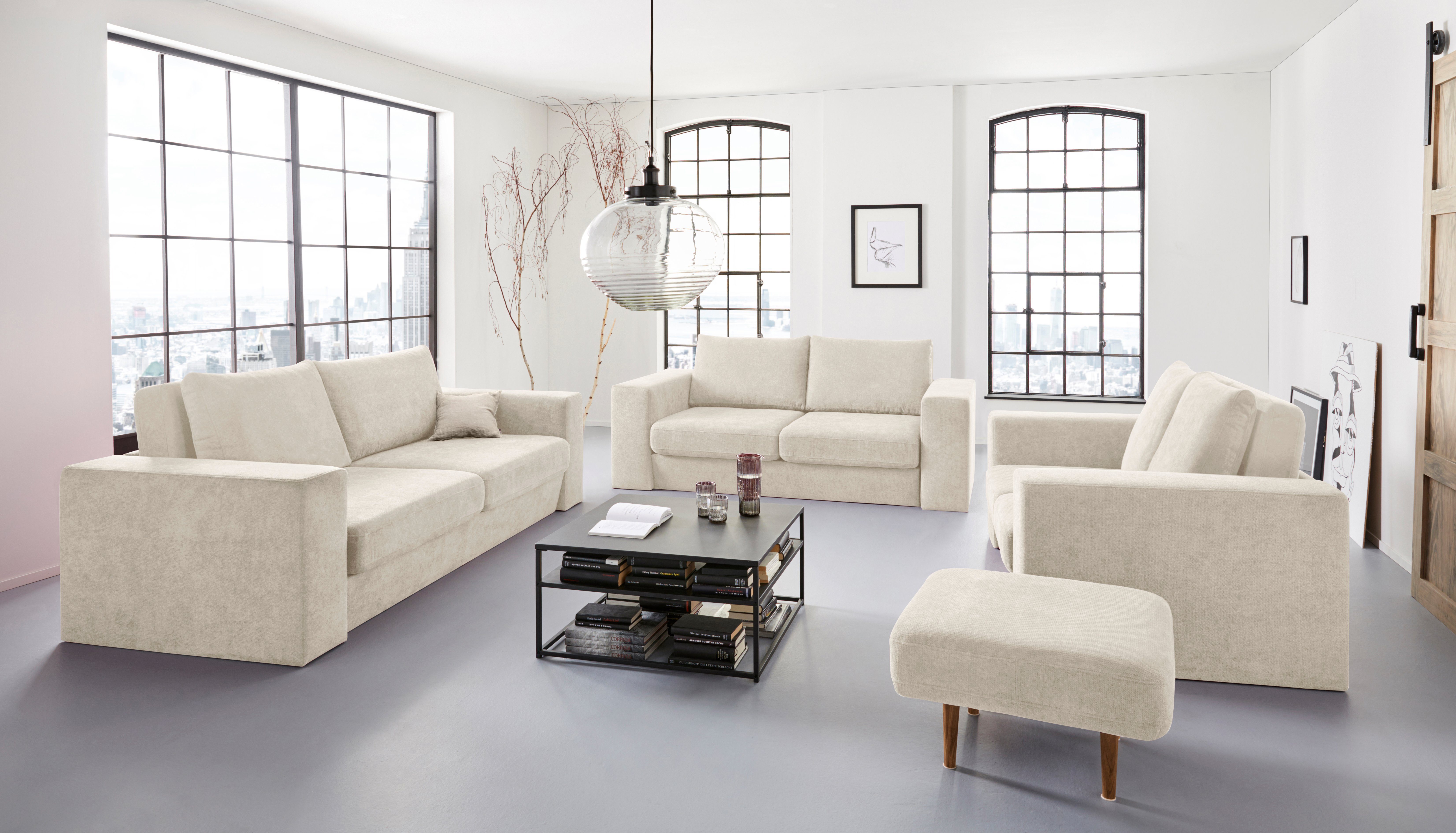 LOOKS BY WOLFGANG JOOP 3-zitsbank Looksv Aan te passen bank: de bank wordt bank met 2 hockers