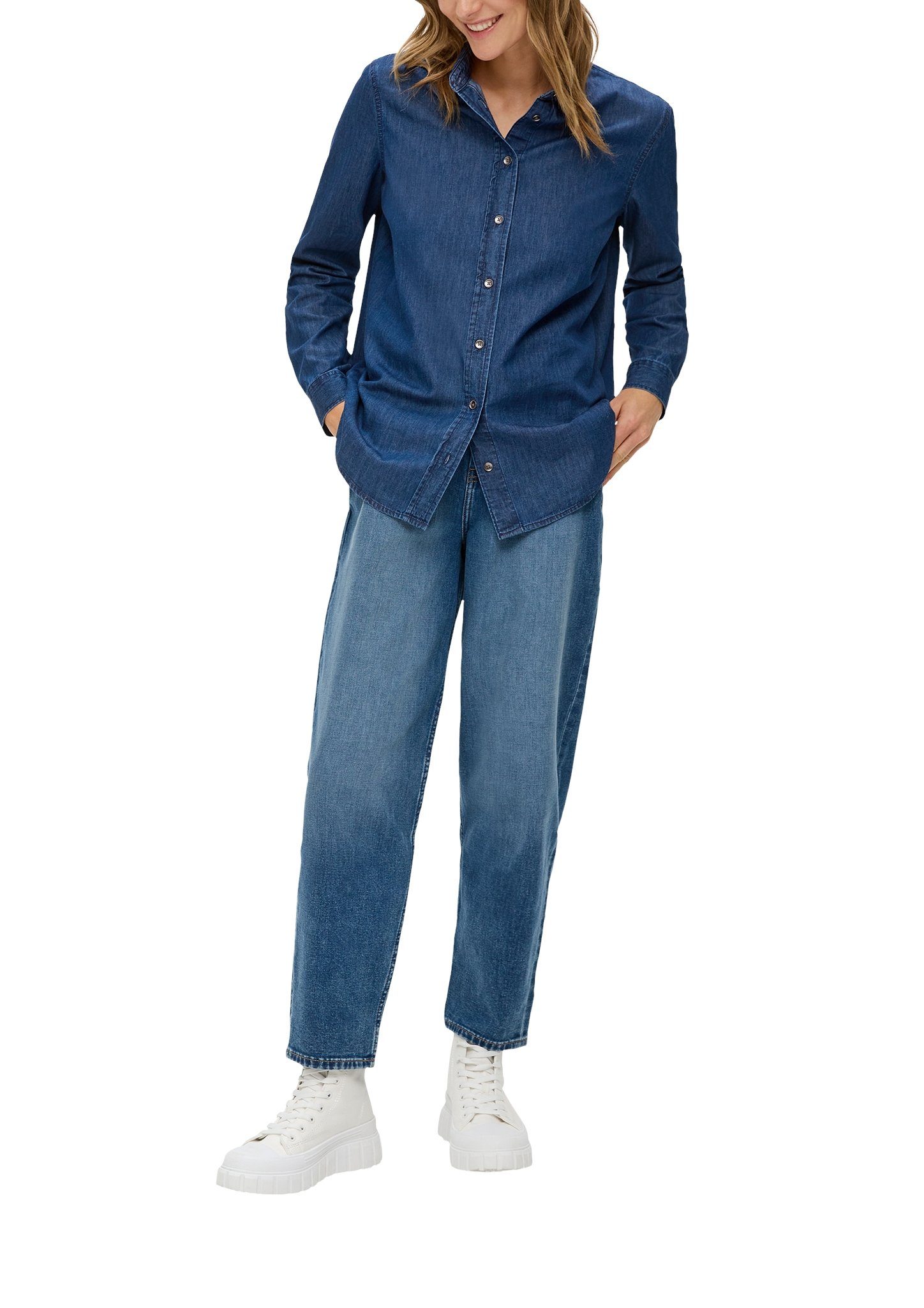 s.Oliver Jeans blouse met doorlopende knoopsluiting