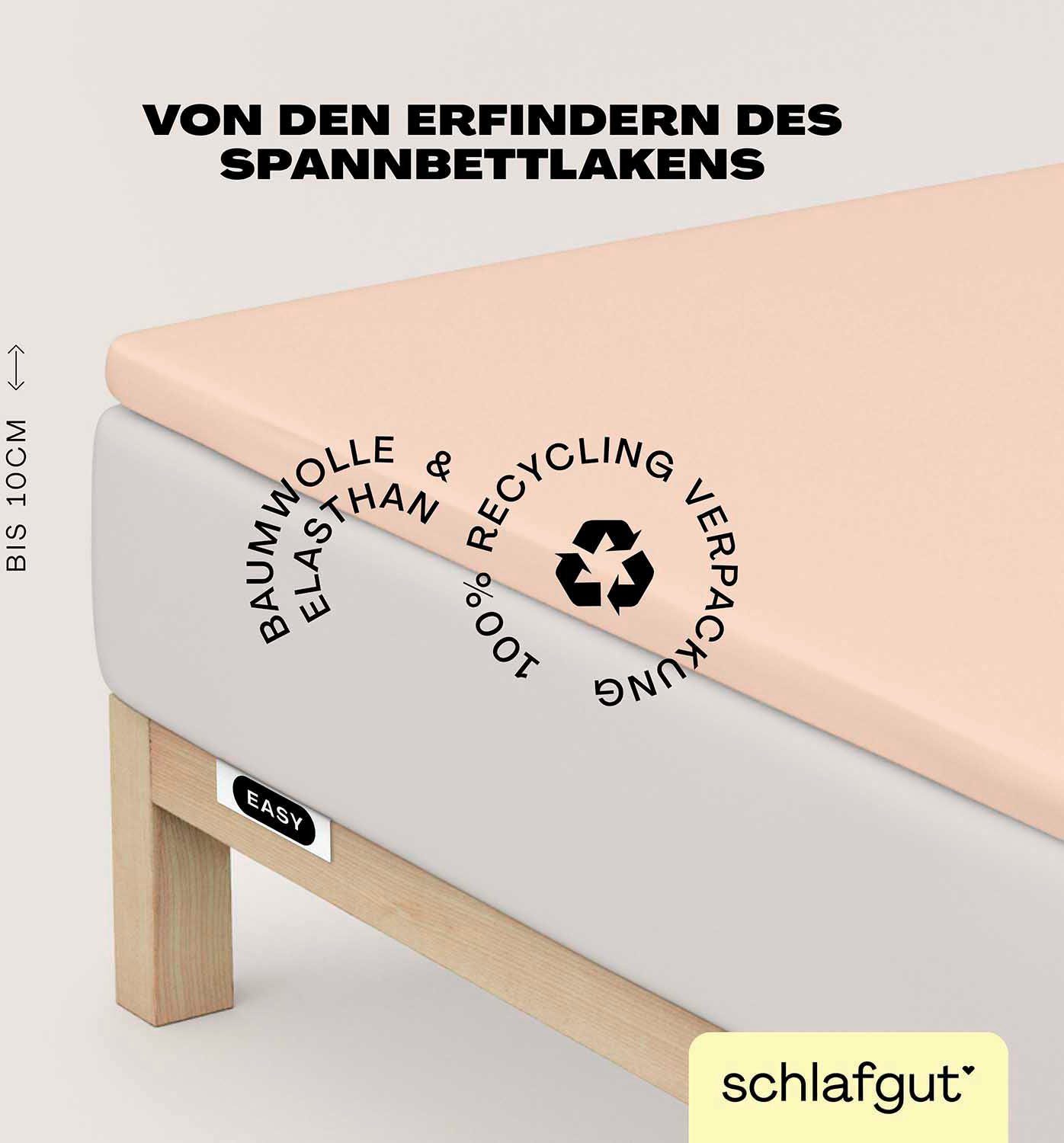 Schlafgut Hoeslaken EASY jersey elastaan topper (1 stuk) hoeslakens maat 180-200 cm x 200-220 cm roze