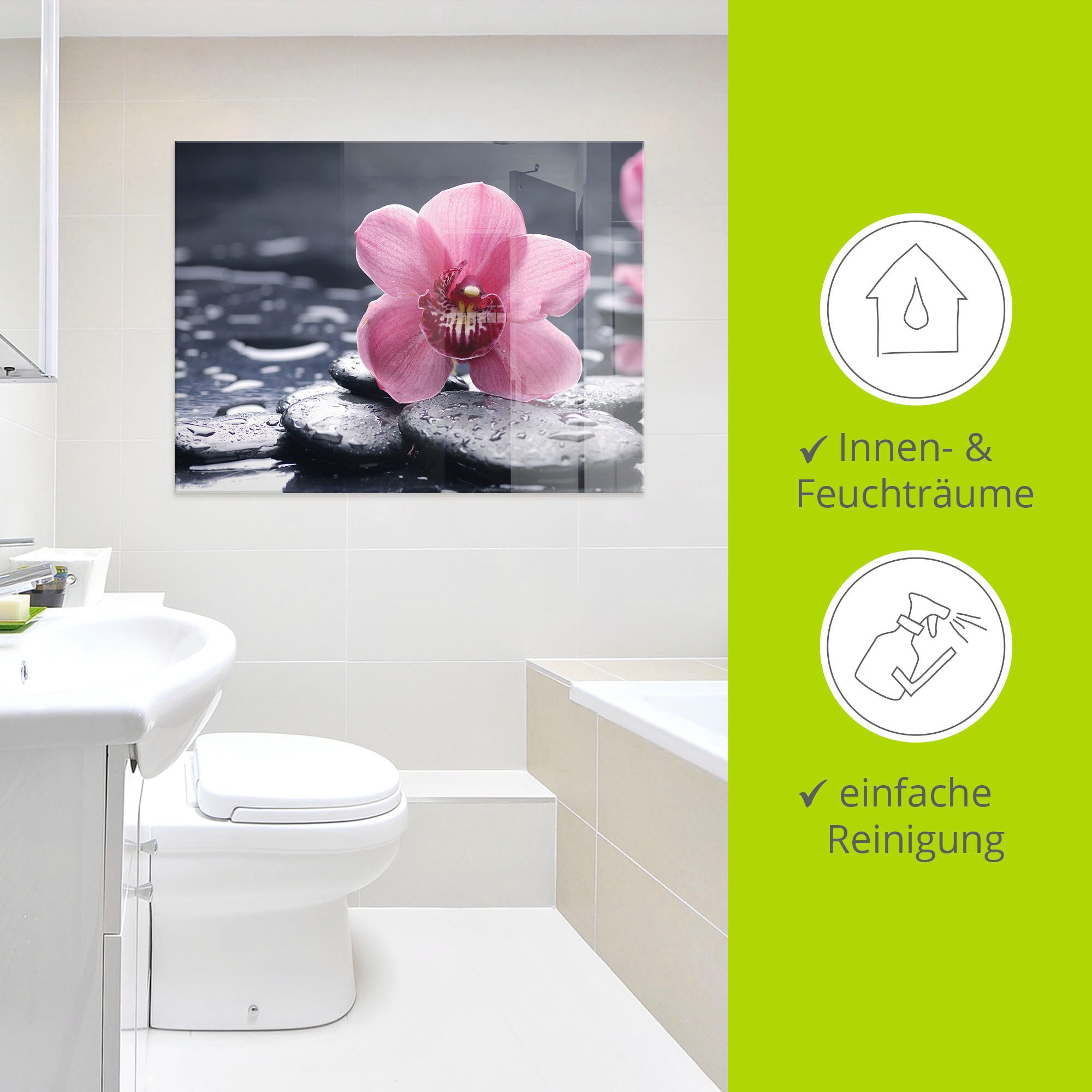 Artland Print op glas Stilleven met kiezel en een orchidee