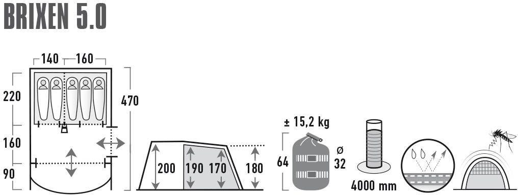 High Peak Tunneltent Brixen 5.0