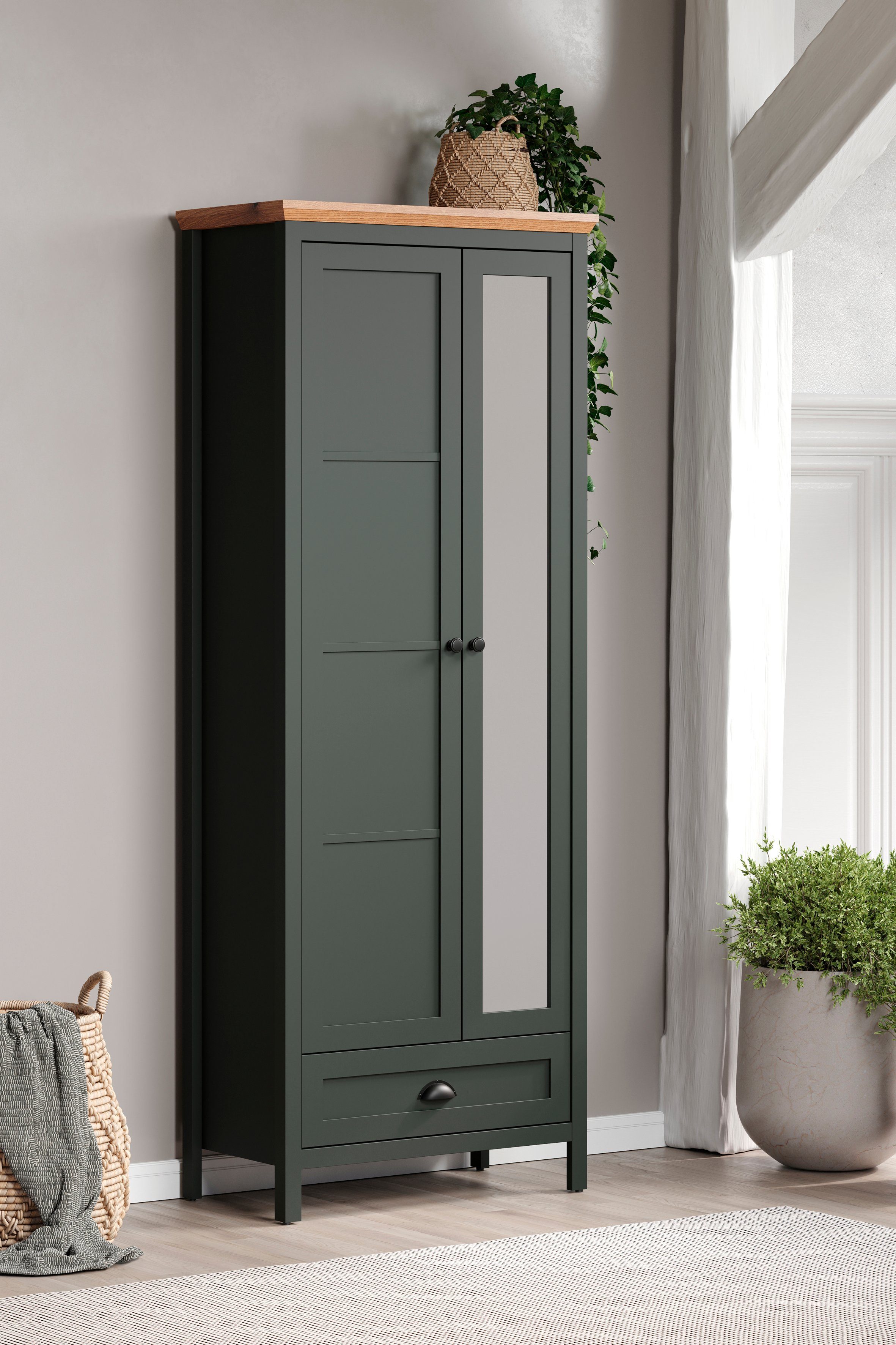 Home affaire Kledingkast Vienna Kledingkast in landhuisstijl, met kledingstang - (B/H) 77/198 cm (1 stuk)