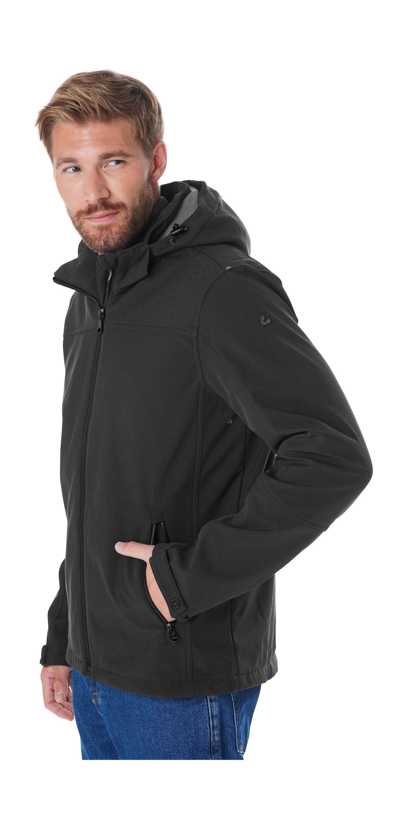 Killtec Softshell-jack Heren softshelljas Waterafstotende softshelljack met fleece, afneembare capuchon