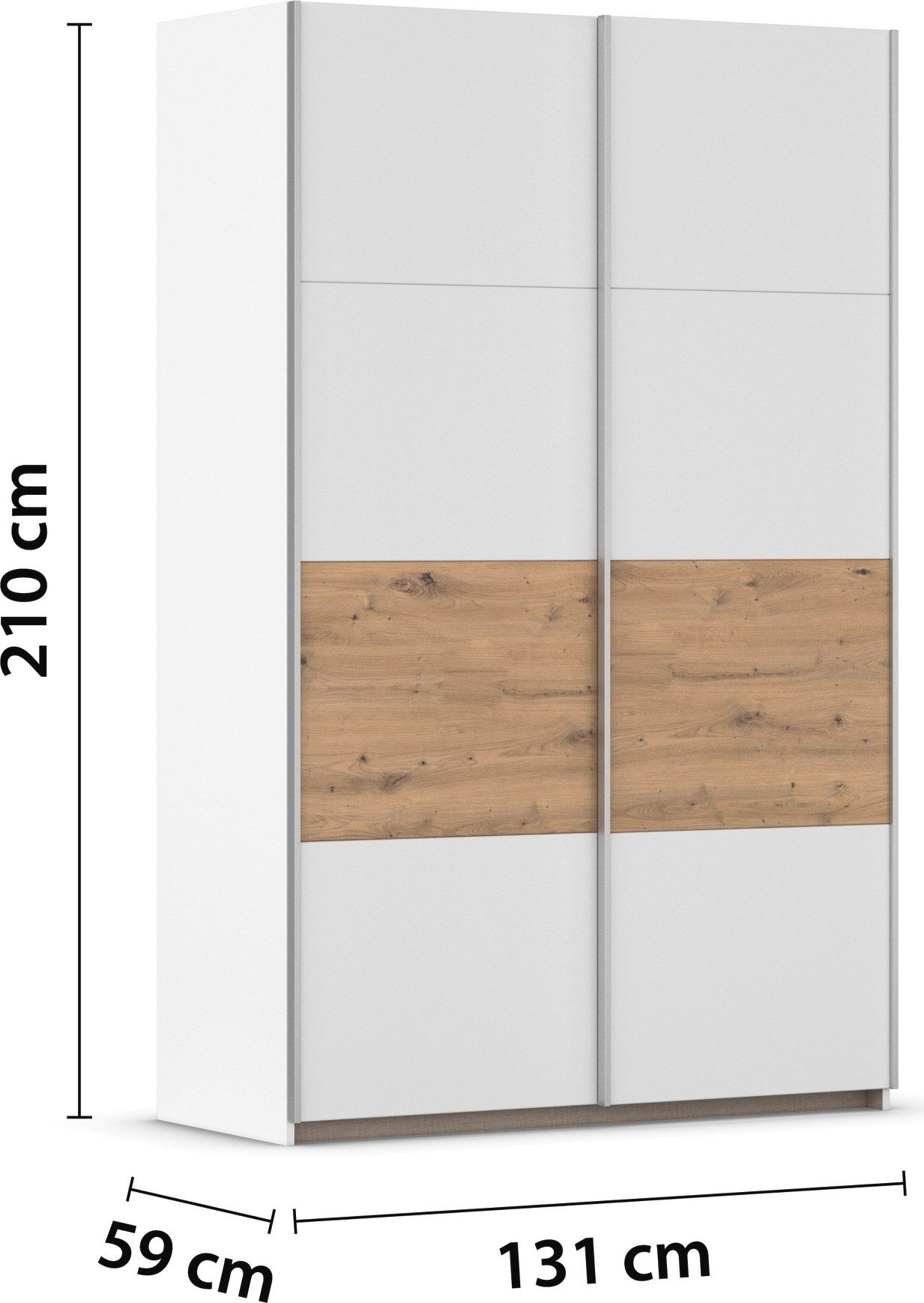 rauch Schuifdeurkast Kledingkast Kast Garderobe Slaapkamerkast OXFORD met handgrepen van metaal, ook voor kleinere ruimtes made in germany