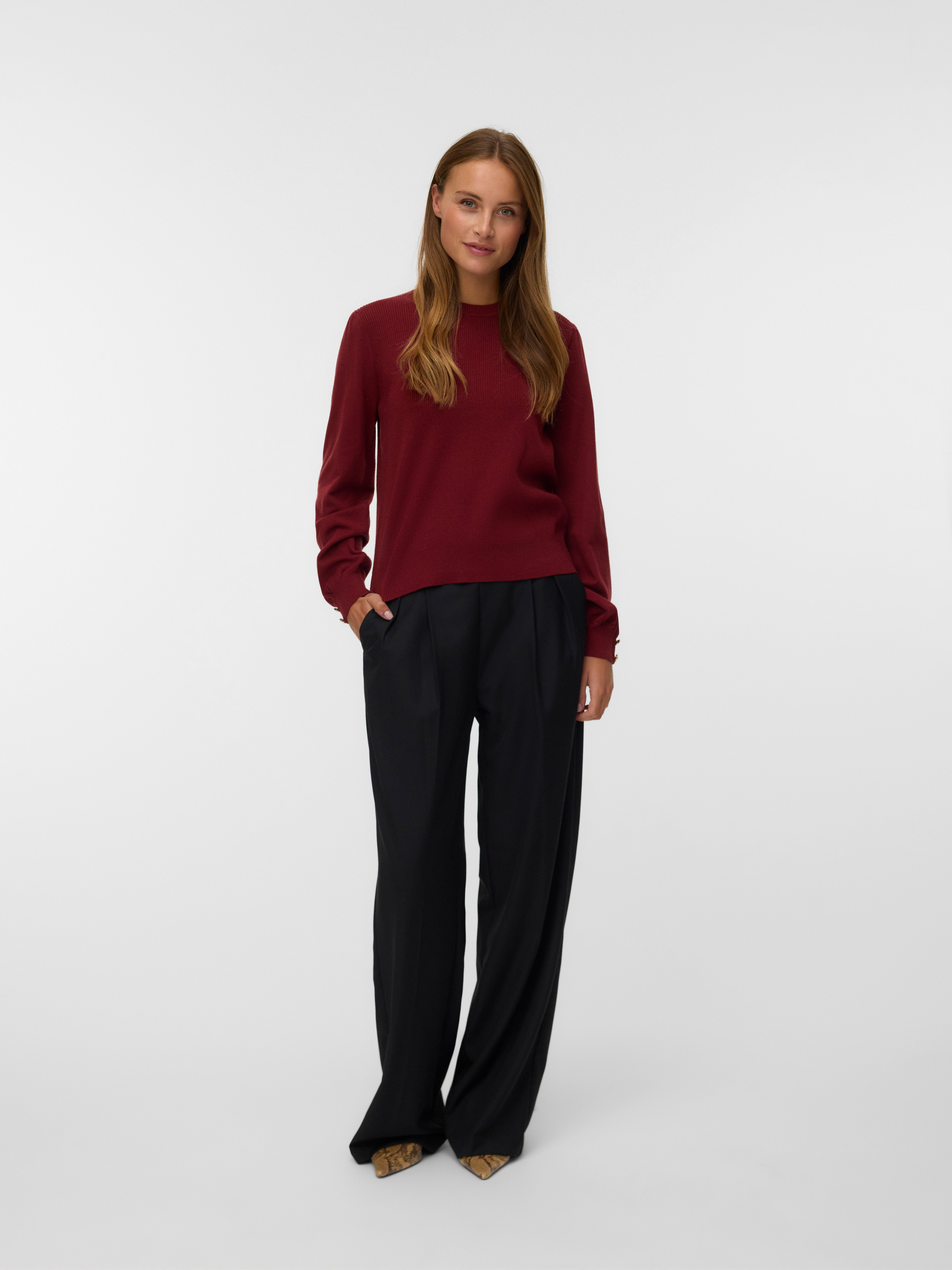 Vero Moda Gebreide trui VMHOLLYKARIS LS O-NECK PULLOVER BOO