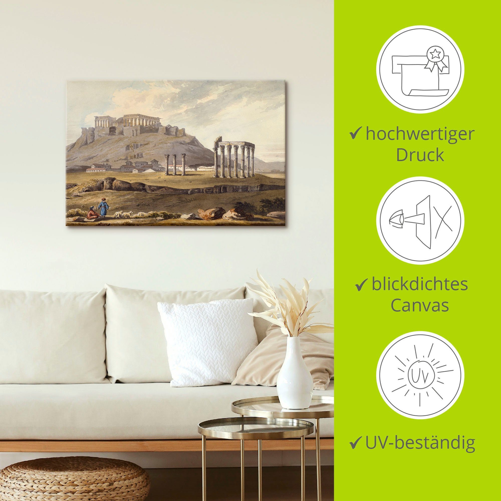 Artland Artprint op linnen De tempel van de olympische Zeus