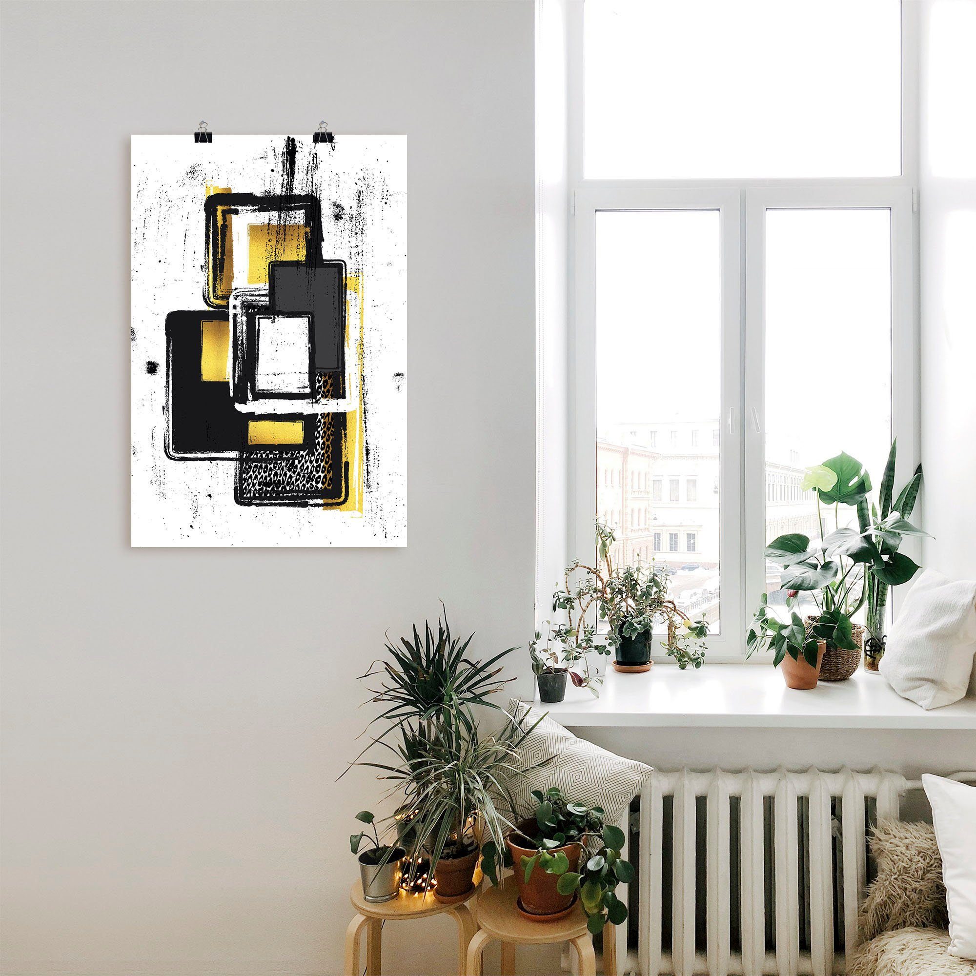 Artland Artprint Abstracte schilderkunst Nr. 3 goudkleur als artprint op linnen, poster, muursticker in verschillende maten