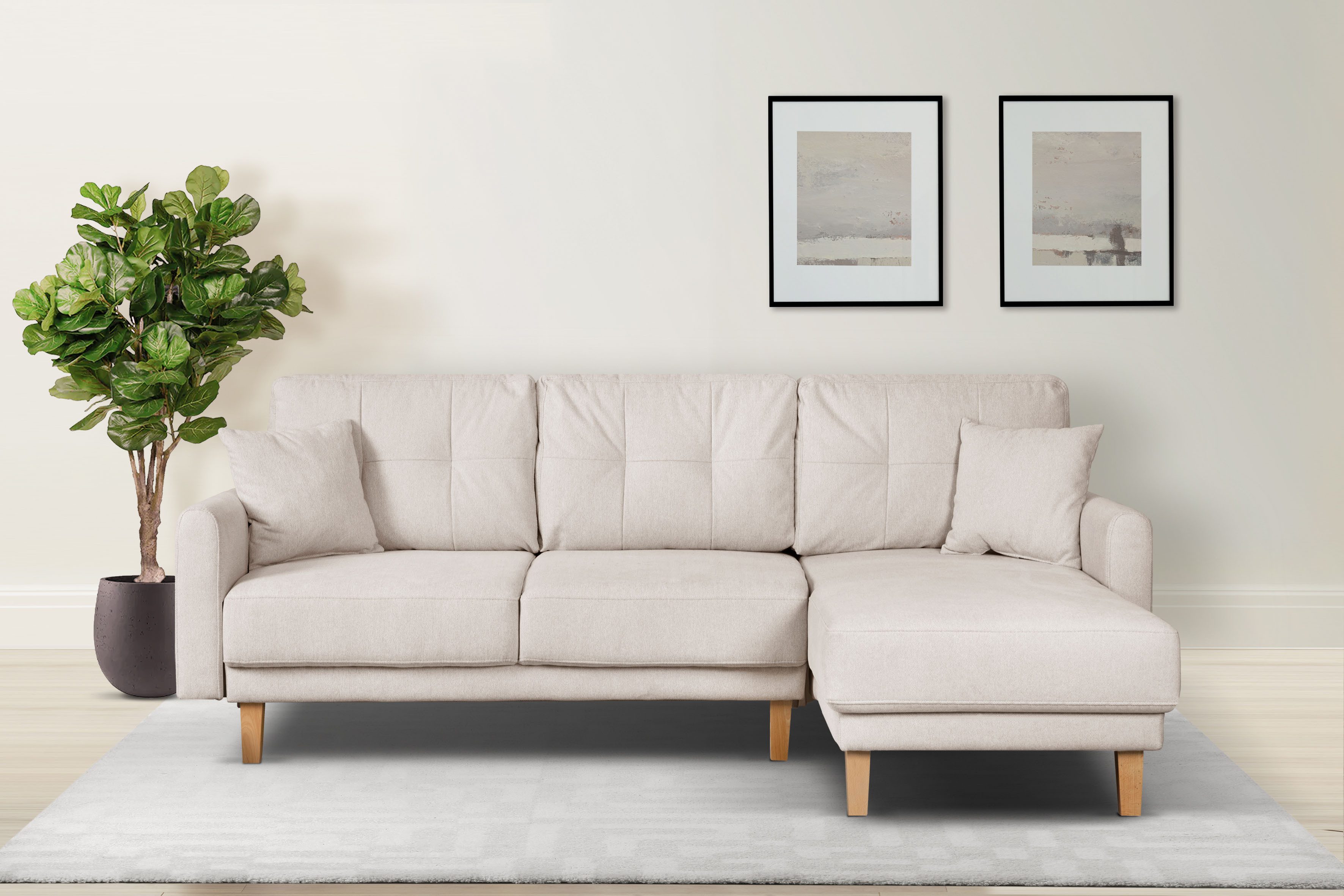 Home affaire Hoekbank TRIPLO optionele slaapbank met bedlade, afmetingen B/D/H: 234/164/89 cm beige, hoekbanken, 234 cm