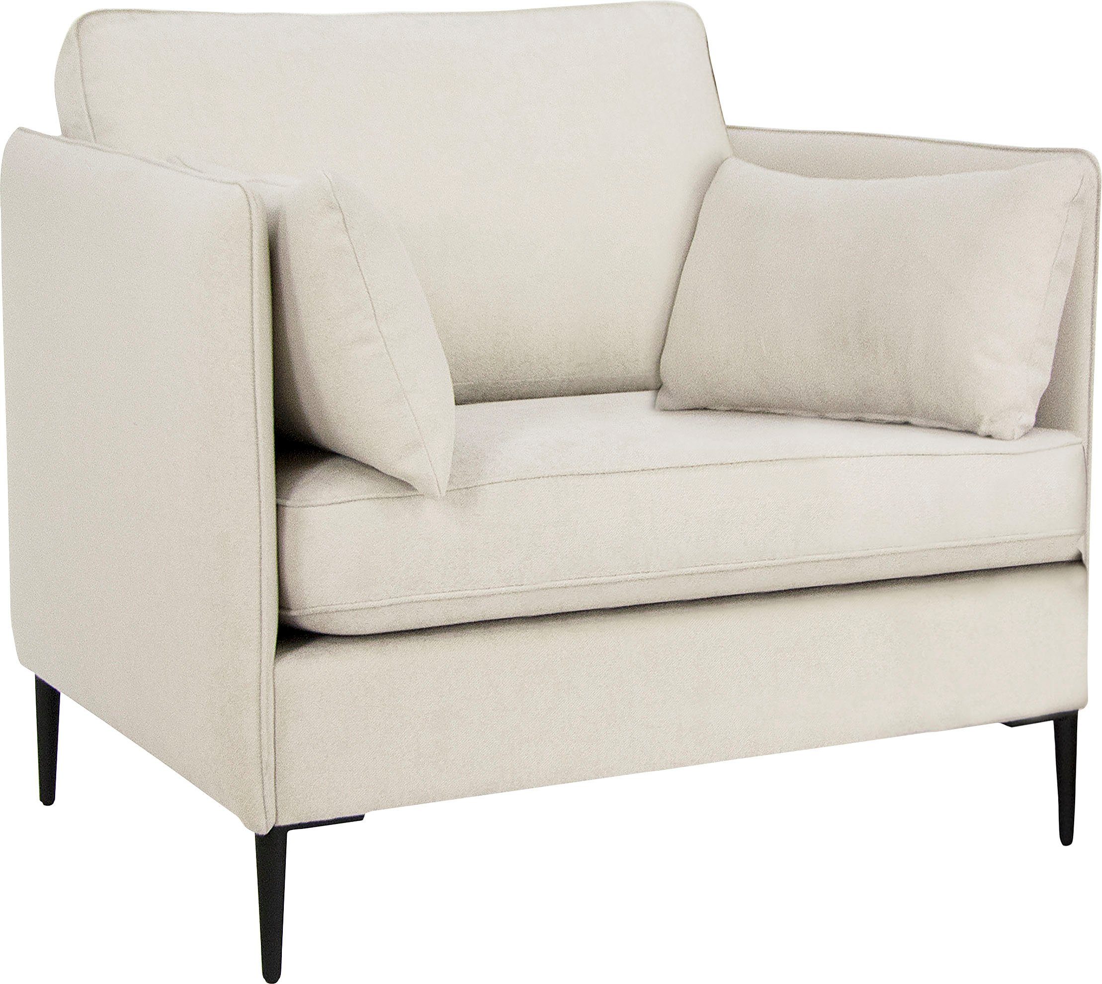 Leonique Fauteuil Light inclusief losse sierkussens, met smalle armleuningen en telescooppoten