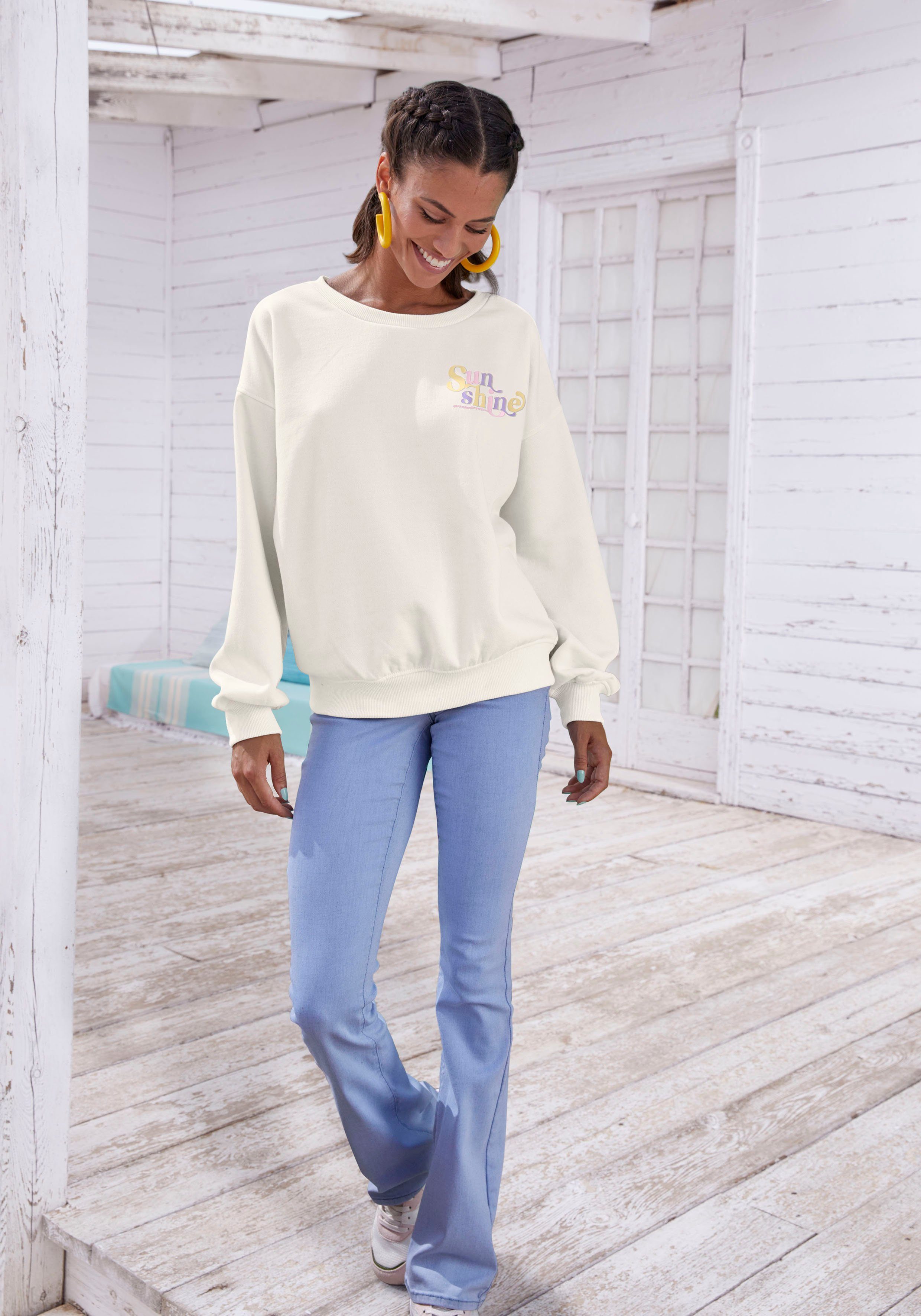 Buffalo Sweatshirt Met ribboorden met ribborde en sunshine print, loungewear