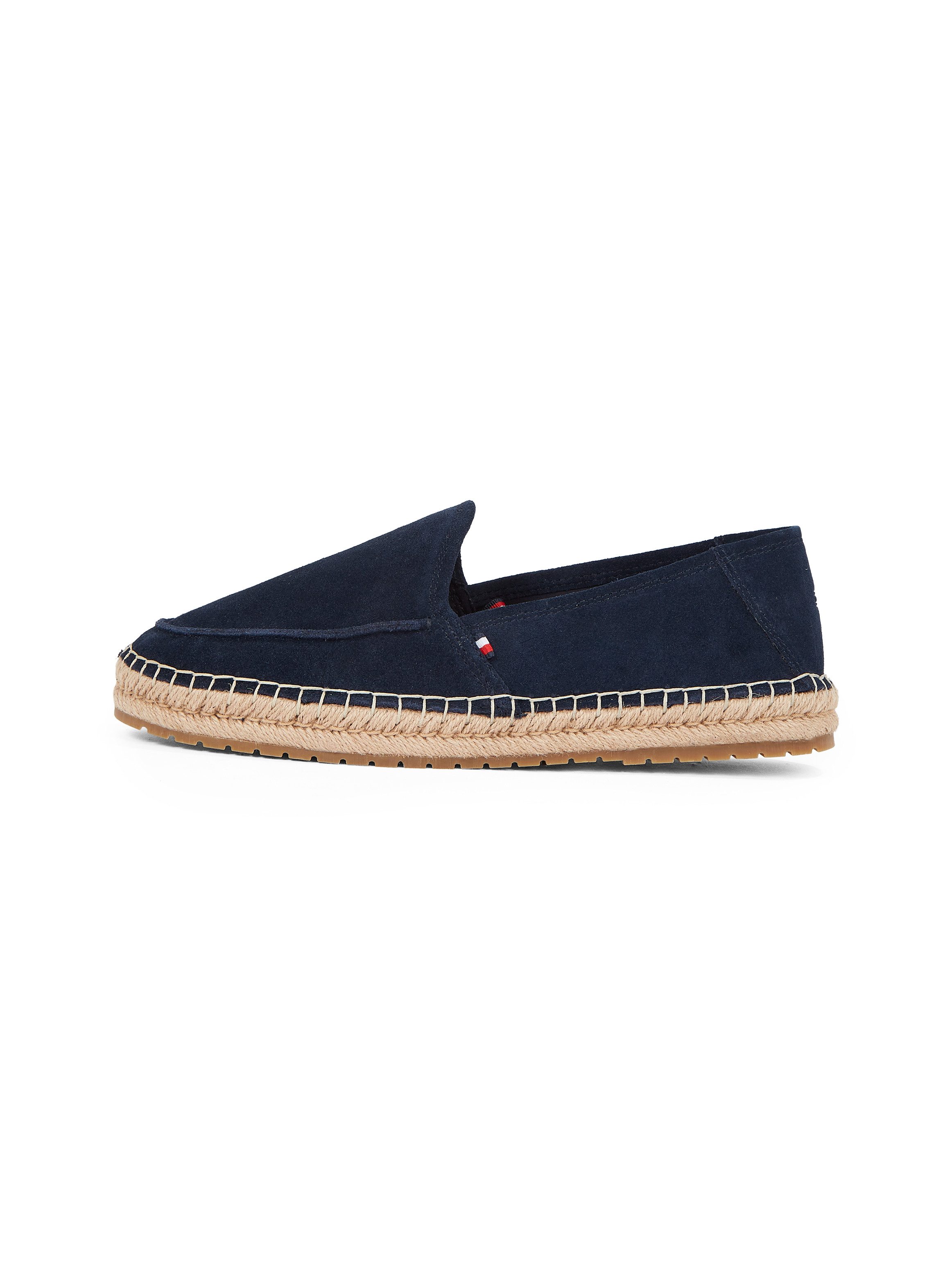 Tommy Hilfiger Espadrilles HILFIGER FLEX ESPA SUEDE LOAFER , zomerschoen, instapschoen, slippers met bamboe-bekleding op de plateau