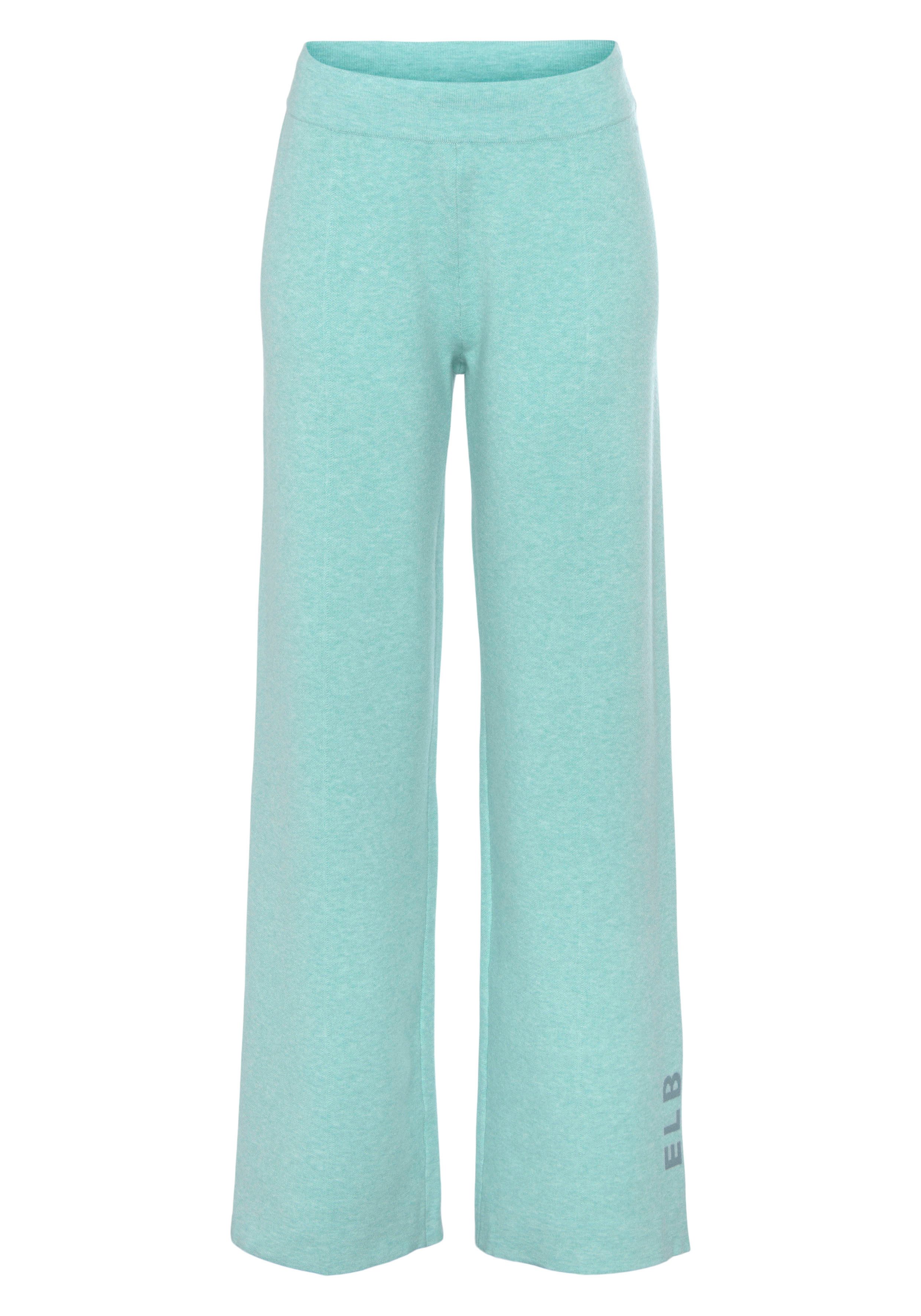 Elbsand Tricotbroek -Loungebroek met wijde pijpen en geborduurd logo loungewear