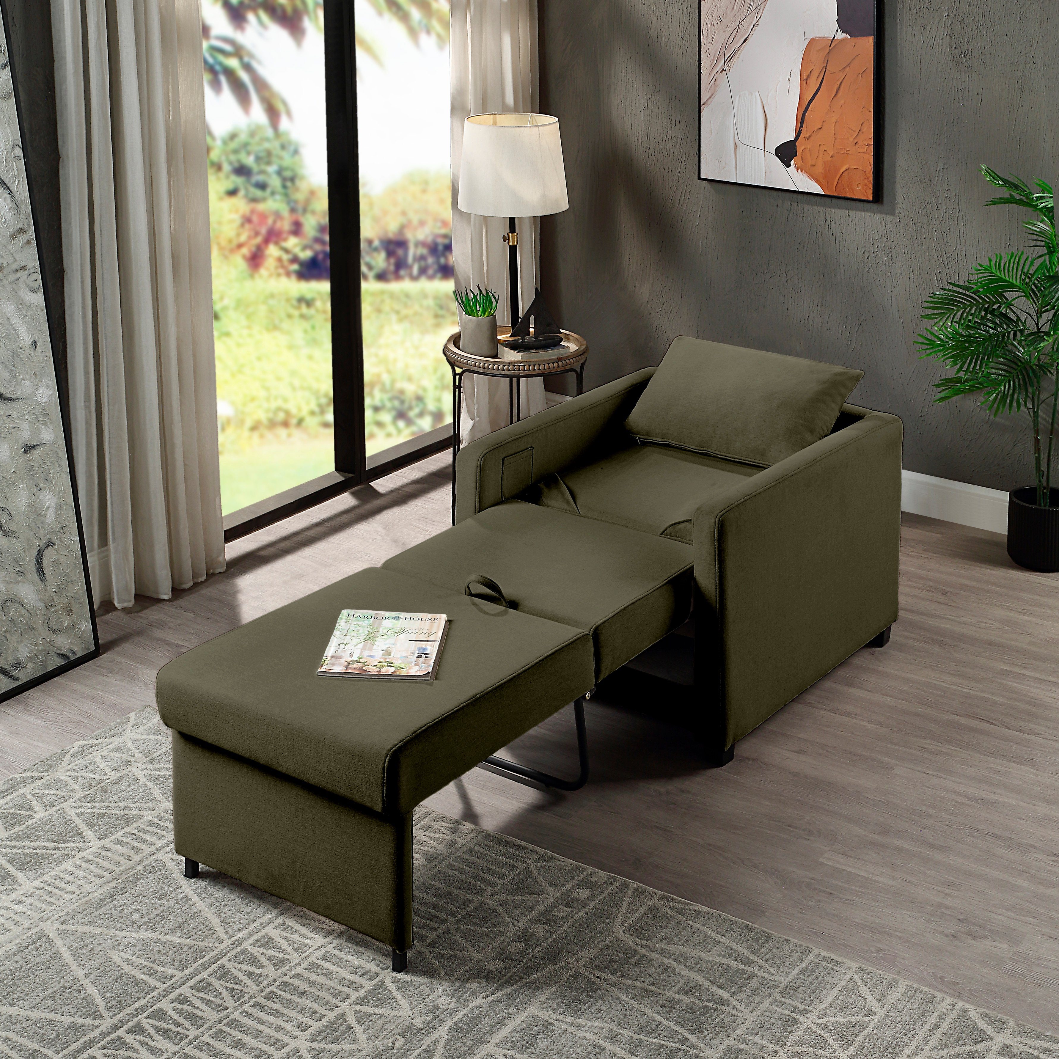 ATLANTIC home collection Relaxfauteuil Jerry met slaapfunctie, als logeerbed en inclusief kussens