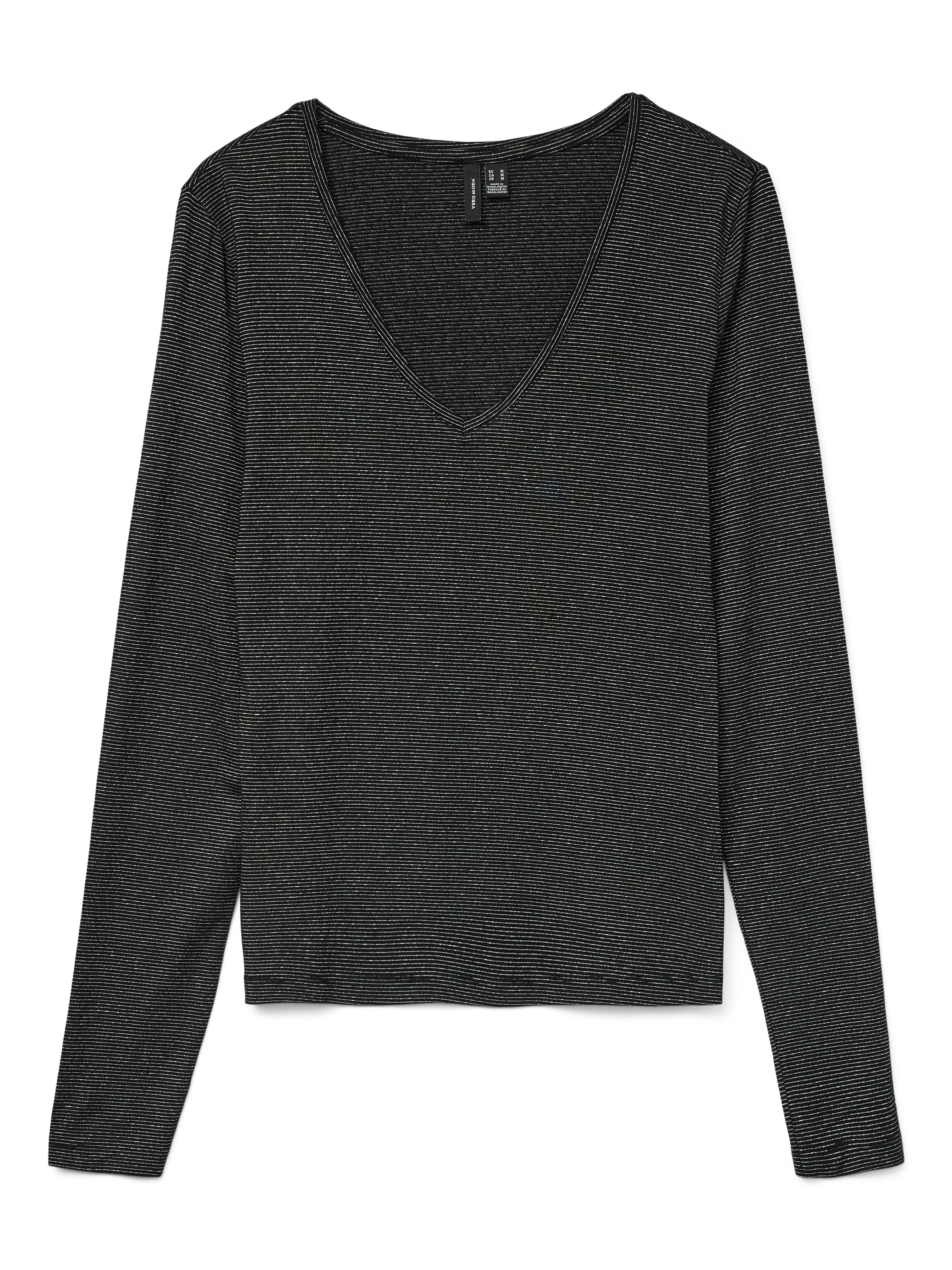 Vero Moda Shirt met lange mouwen VMLAVA GLITTER LS V-NECK TOP STRIPE NOOS