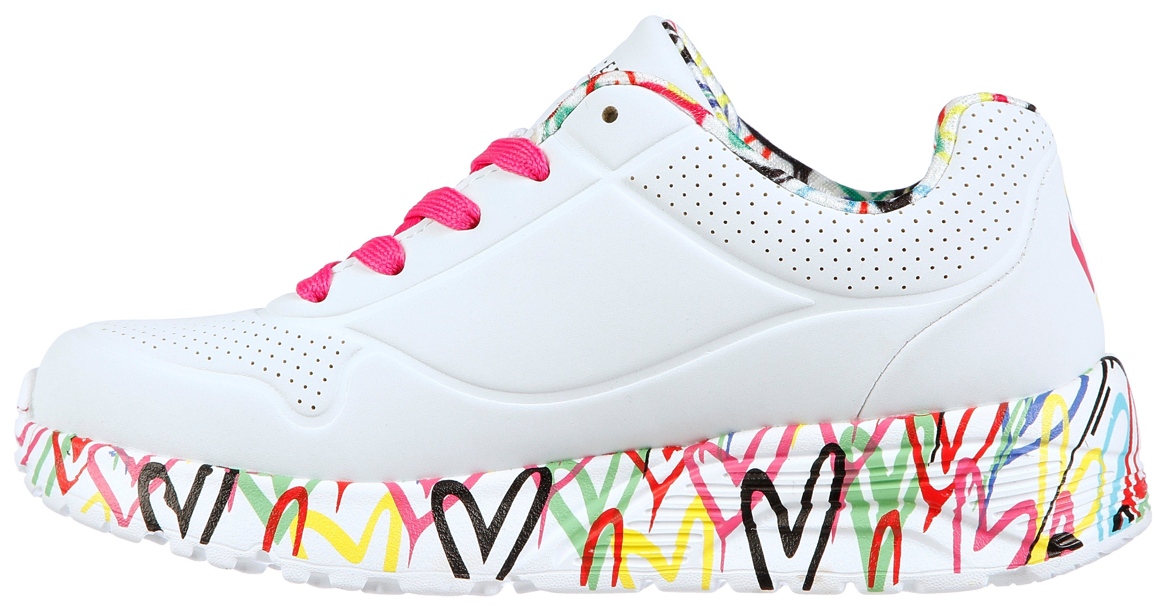 Skechers Sneakers UNO LITE-LOVELY LUV , veterschoen met bedrukte zool, maat sjabloon te downloaden