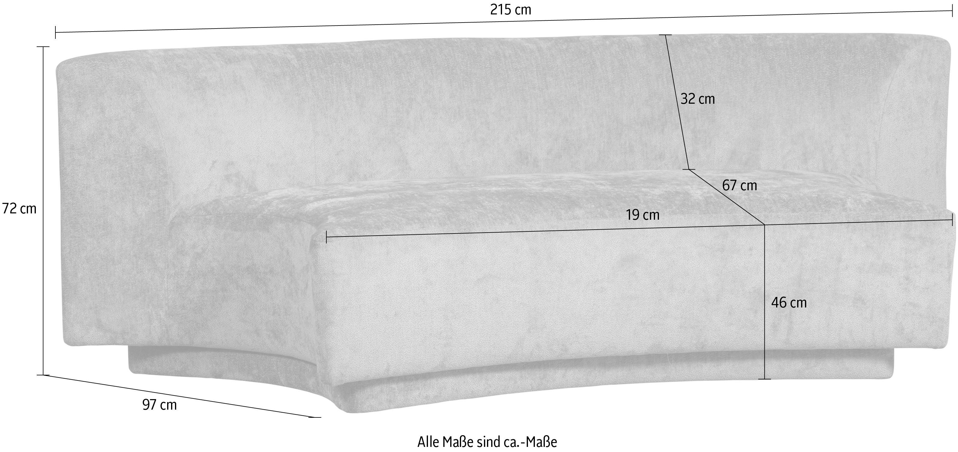 WOOOD 2-zitsbank Popular vrijstaand, met grof chenille gevoerd, breedte 215 cm