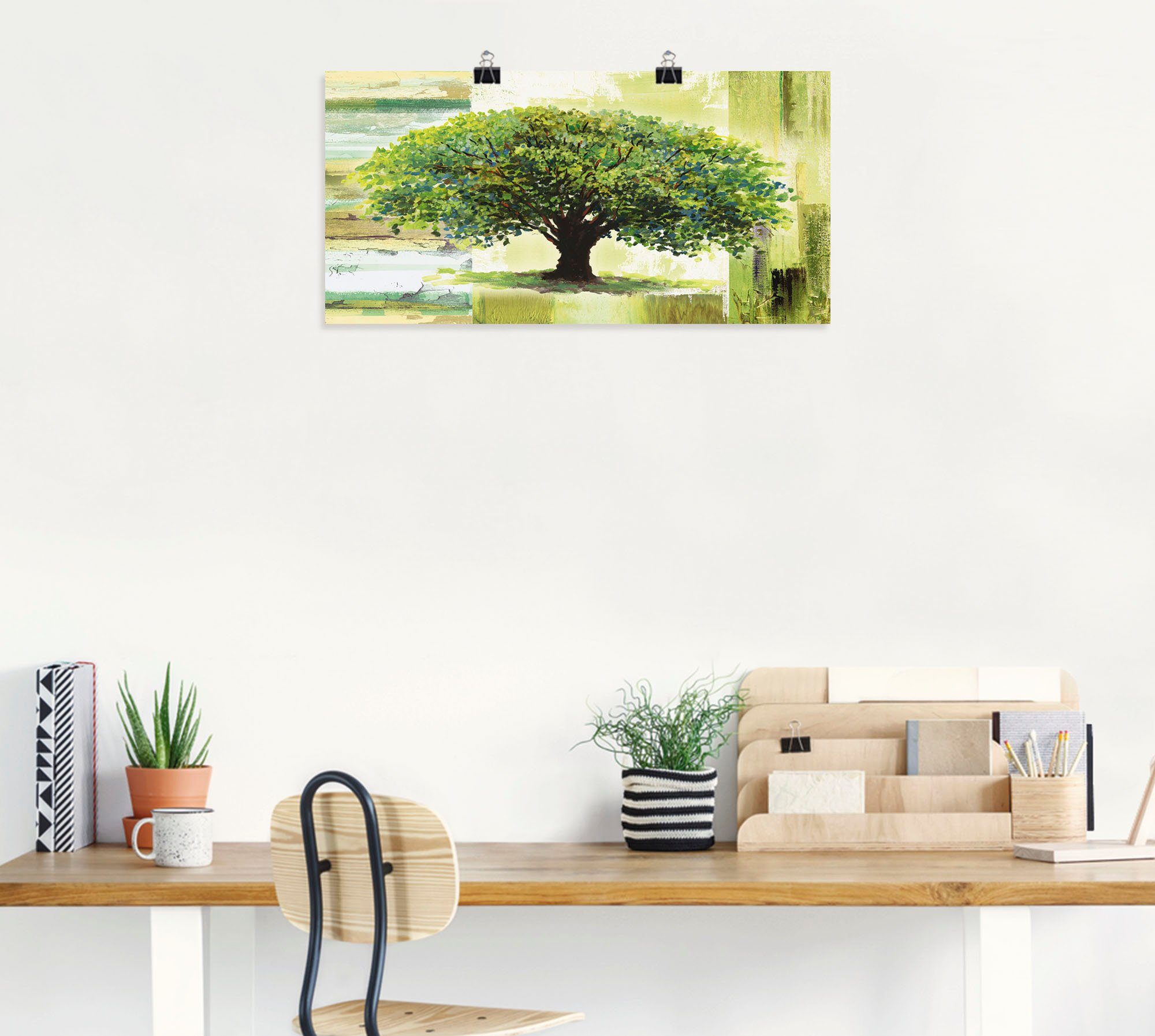 Artland Artprint Voorjaarsboom op abstracte achtergrond als artprint van aluminium, artprint voor buiten, artprint op linnen, poster in verschillende maten. maten