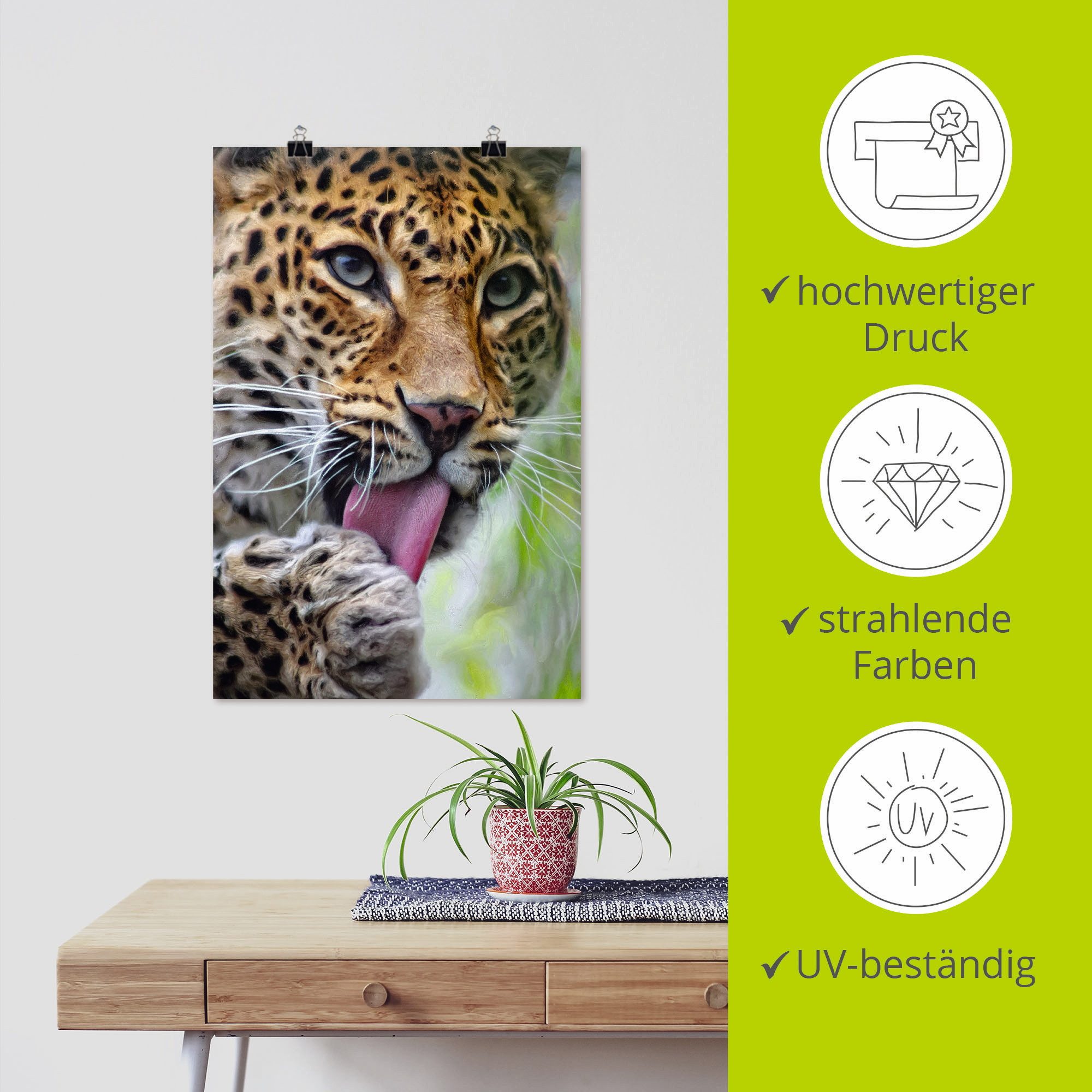 Artland Artprint Leopard als artprint op linnen, poster, muursticker in verschillende maten