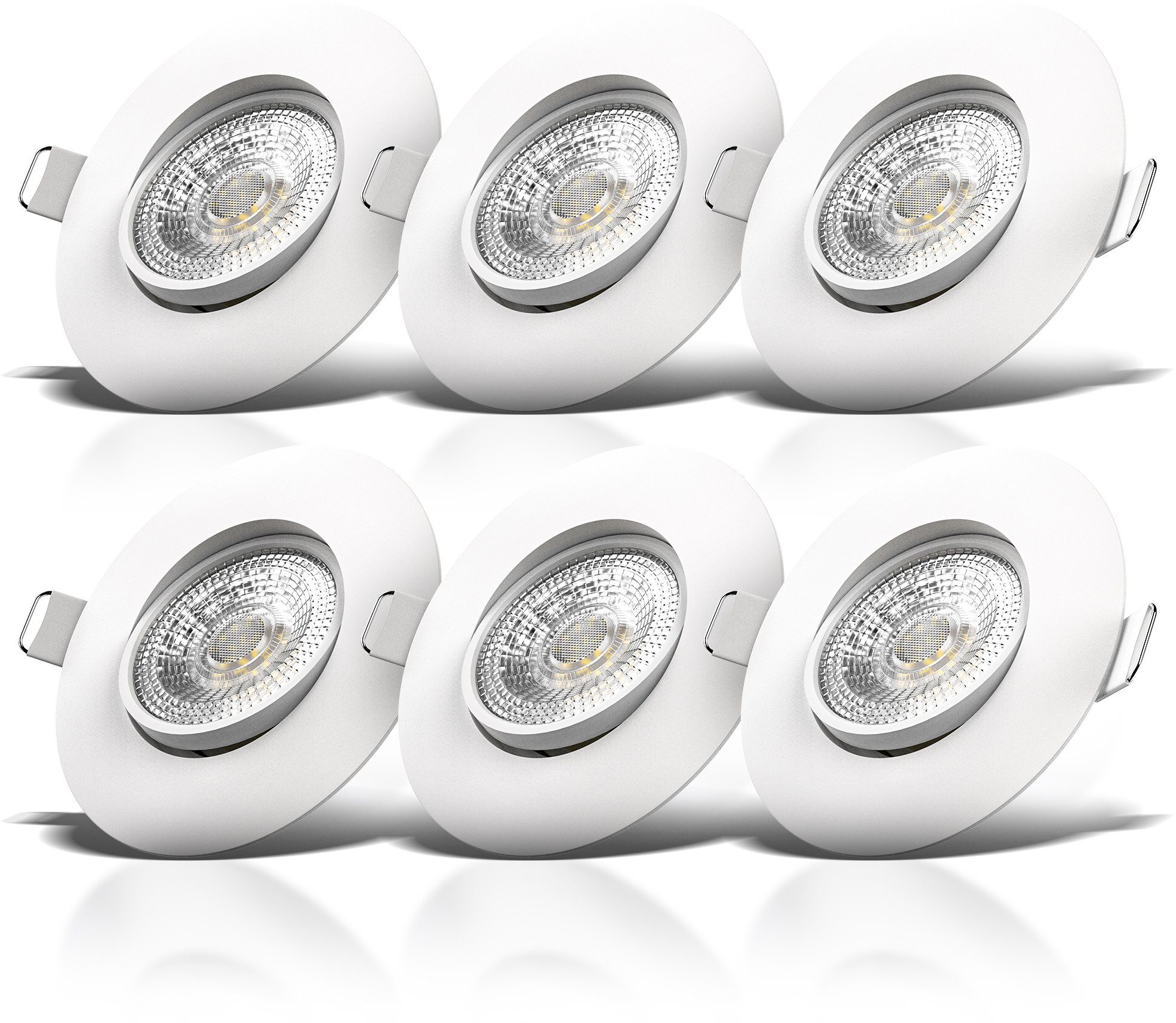 B.K.Licht Ledinbouwlamp 6-delige set inbouwspots, draaibare spots, platte plafondstralers