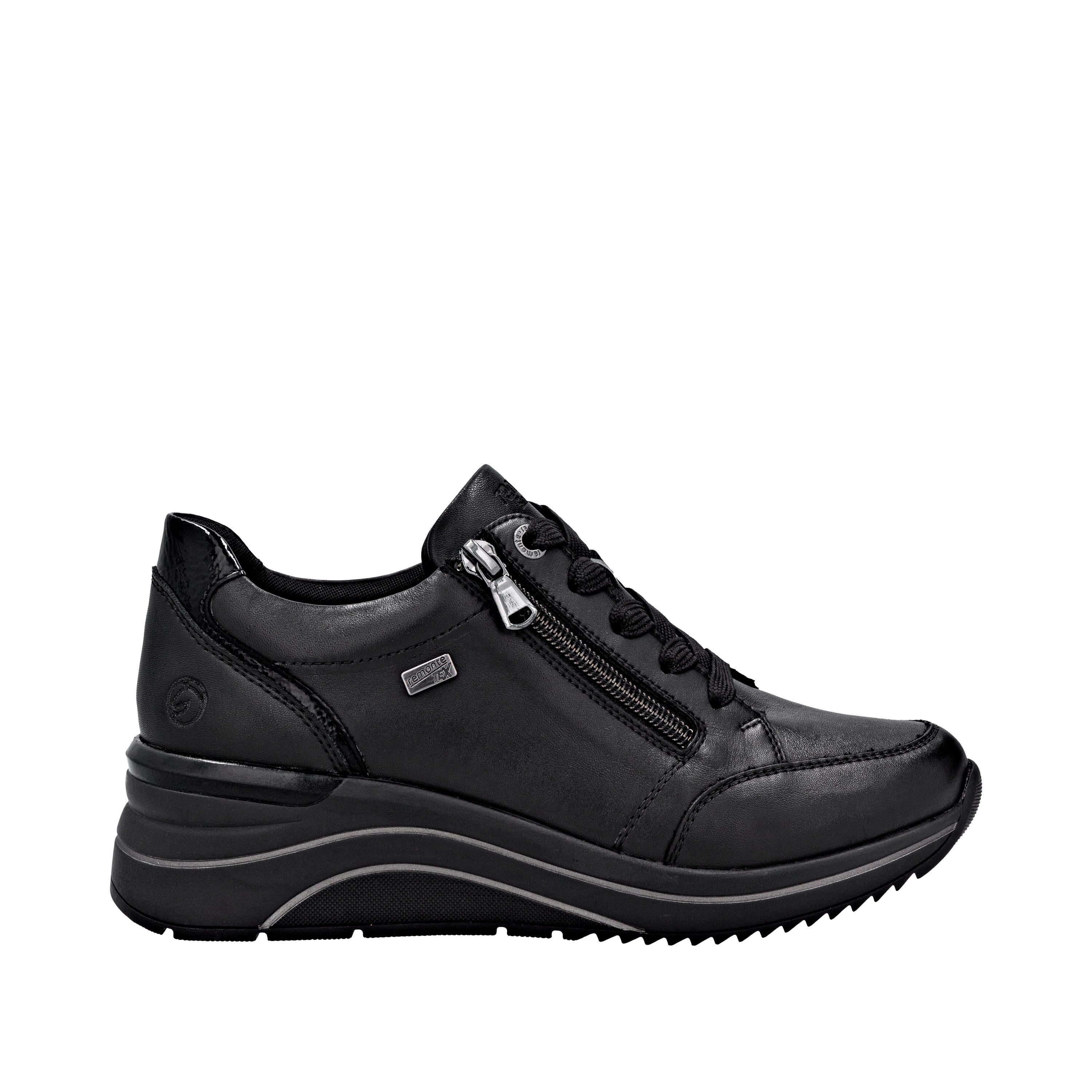 Remonte Sneakers met sleehak , vrijetijdsschoen, lage schoen, veterschoen met goudkleurige logo-hanger