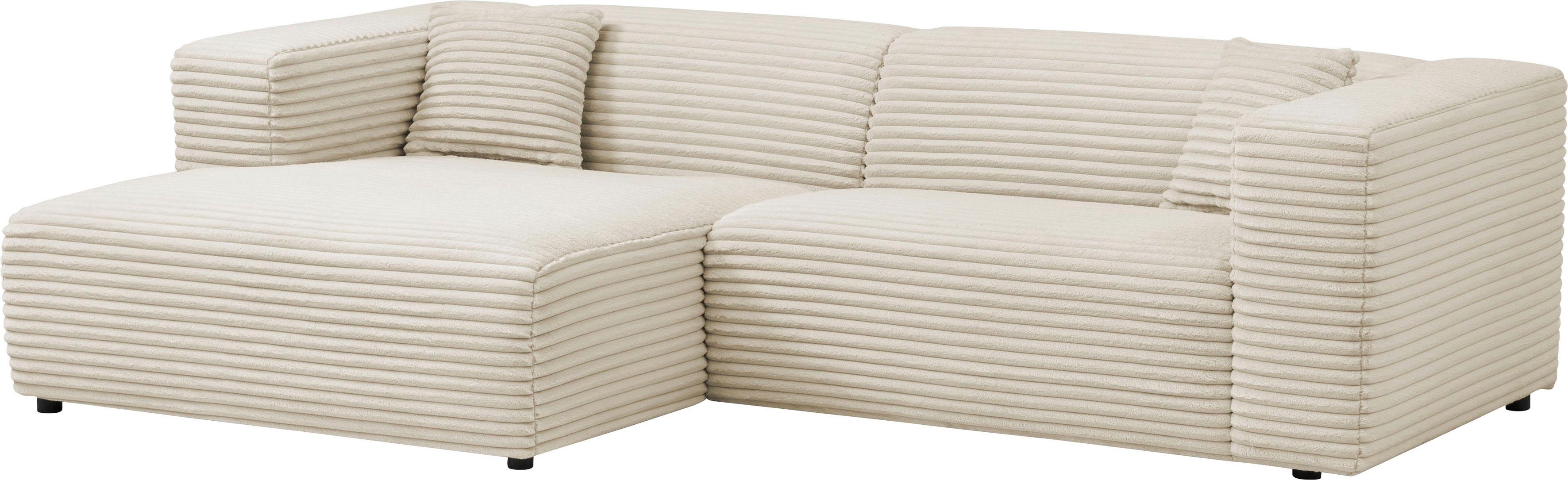 andas Hoekbank BAKELS, L-vorm in cord of bouclé stof, moderne bank naar keuze chaise longue rechts/links, comfortabel zitcomfort