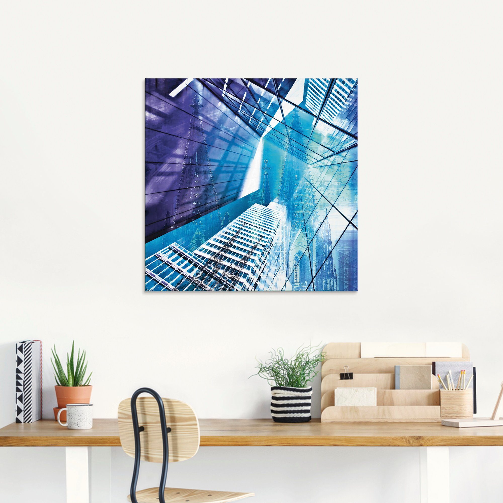 Artland Print op glas Keulen Skyline abstracte collage 11