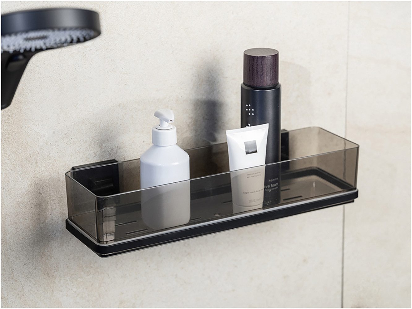 WENKO Doucherekje Vacuum-Loc® model Quadro van kunststof, roestvrij staal-bevestiging, bevestiging zonder boren