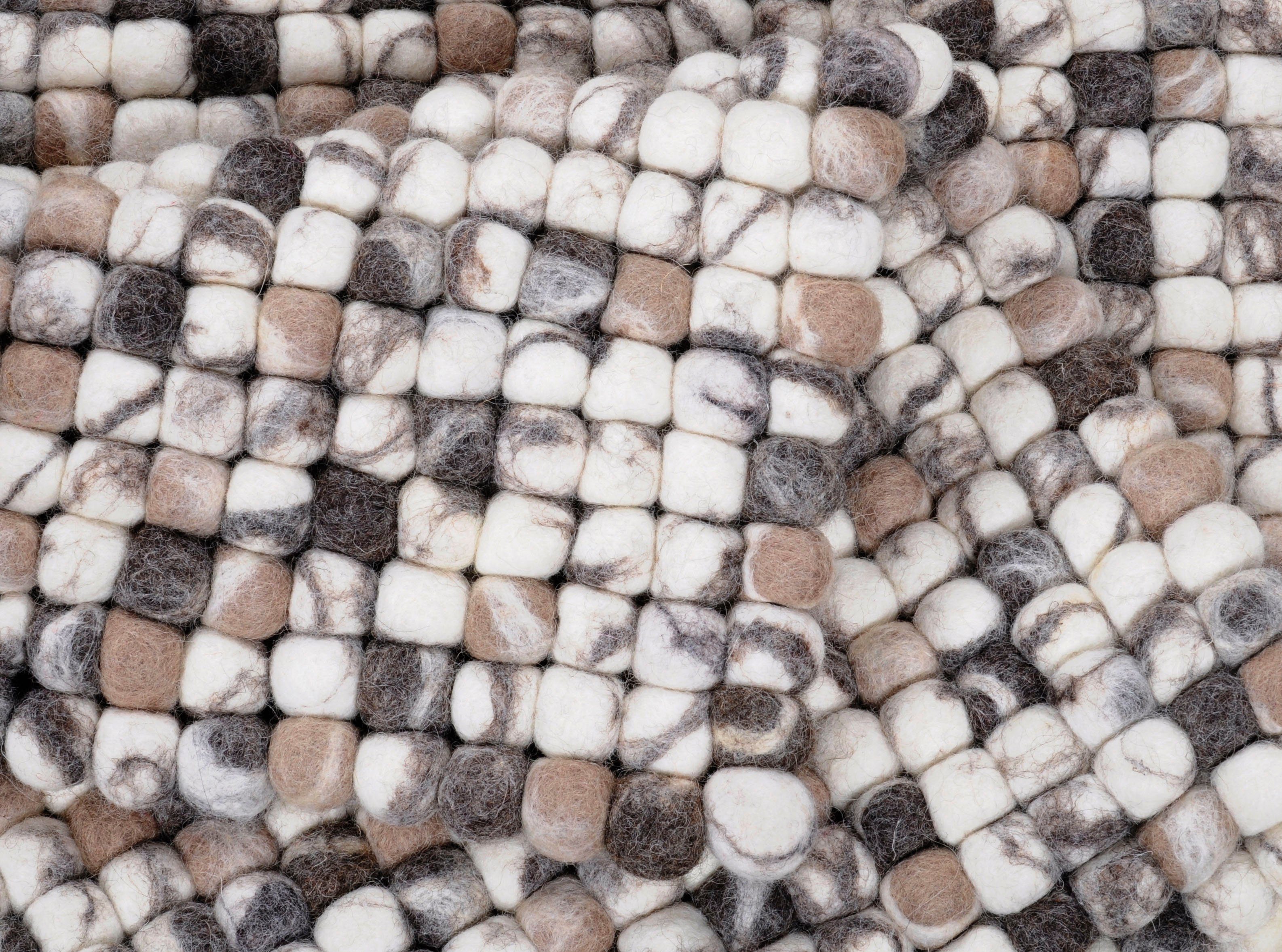 THEKO Wollen kleed Felty 2.2 Viltbolletjes-vloerkleed, zuivere wol, met de hand gemaakt