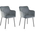 inosign stoel met armleuningen teja in een set van 2, met zwarte metalen poten, in verschillende bekledingskwaliteiten en kleurvarianten te bestellen, zithoogte 48 cm (2 stuks) grijs