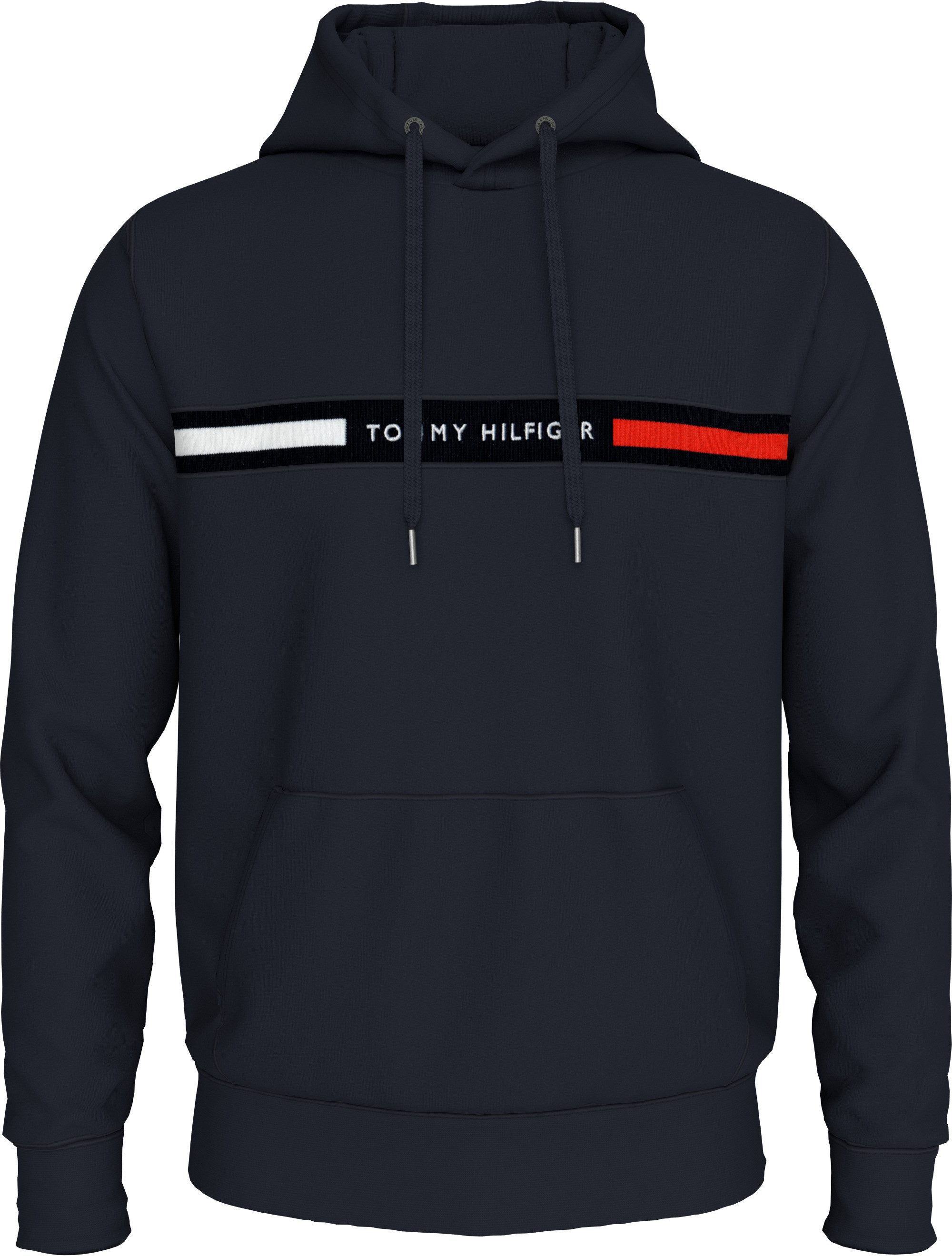 Tommy Hilfiger Hoodie HILFIGER CHEST INSERT HOODY met capuchon, kangoeroezak, logo-inscriptie