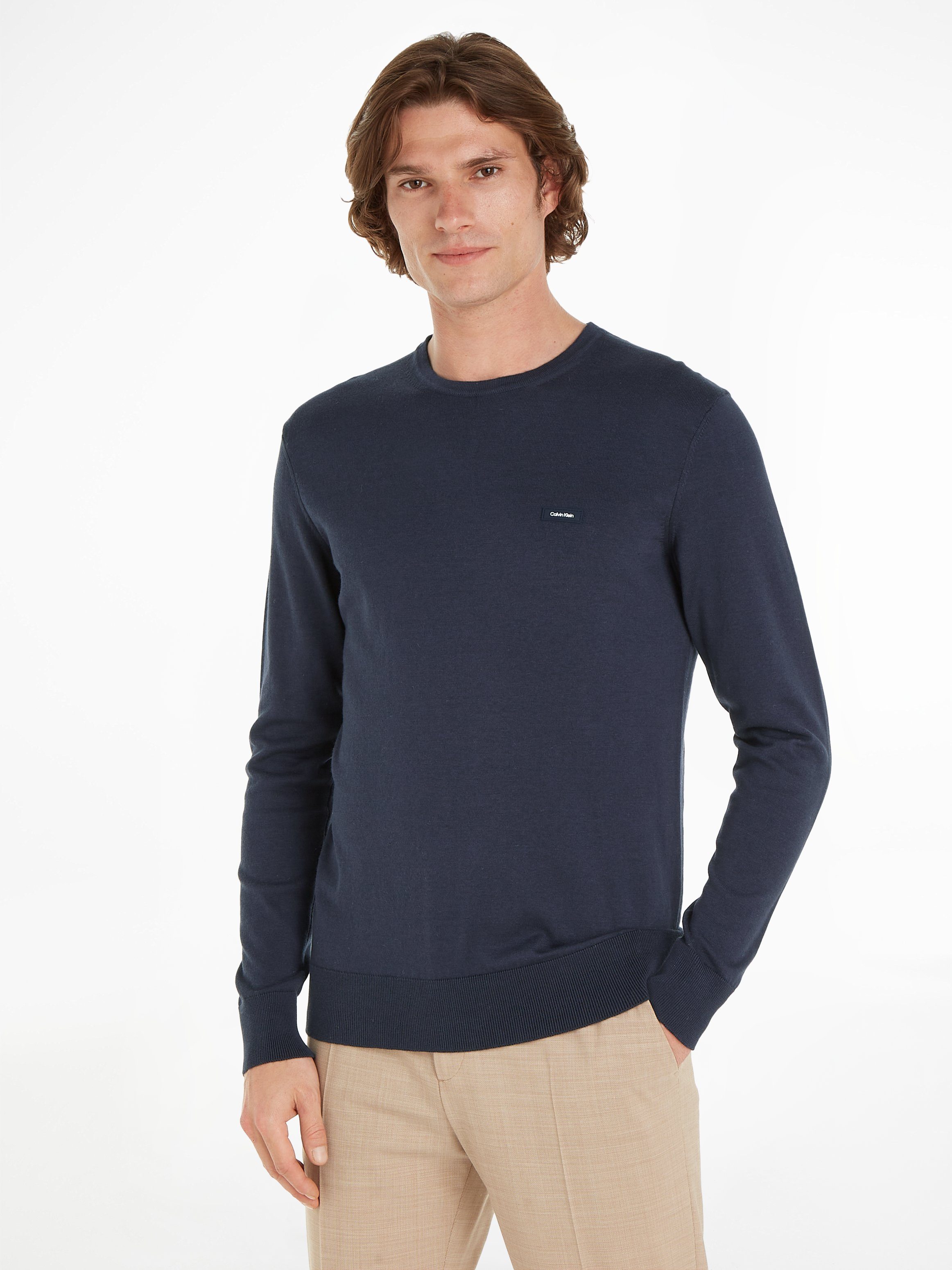 Calvin Klein Moderne en stijlvolle katoen en zijde mix trui Blue Heren