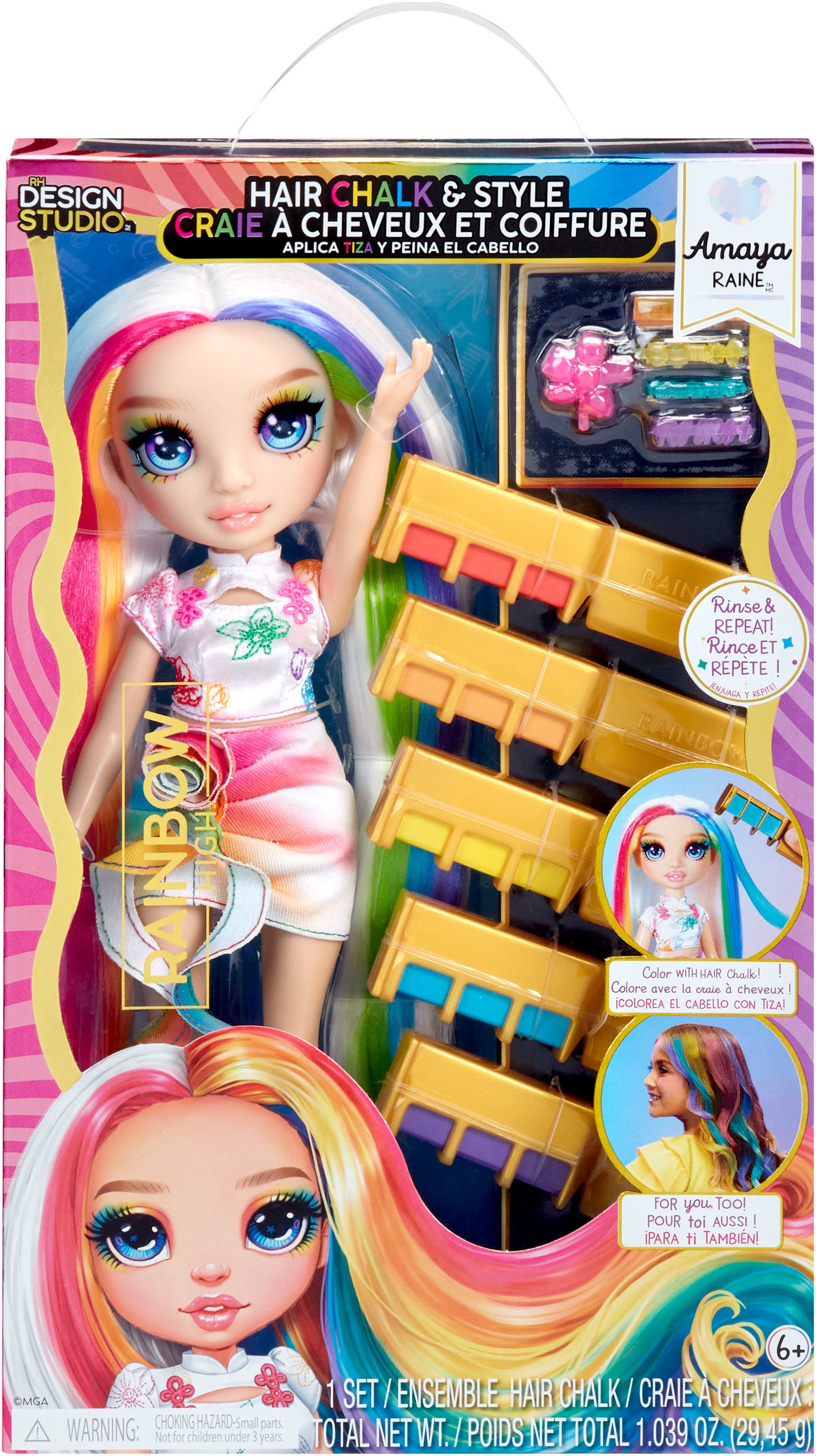RAINBOW HIGH Aankleedpop Rainbow High Hair Chalk & Style Doll- Amaya (Rainbow)