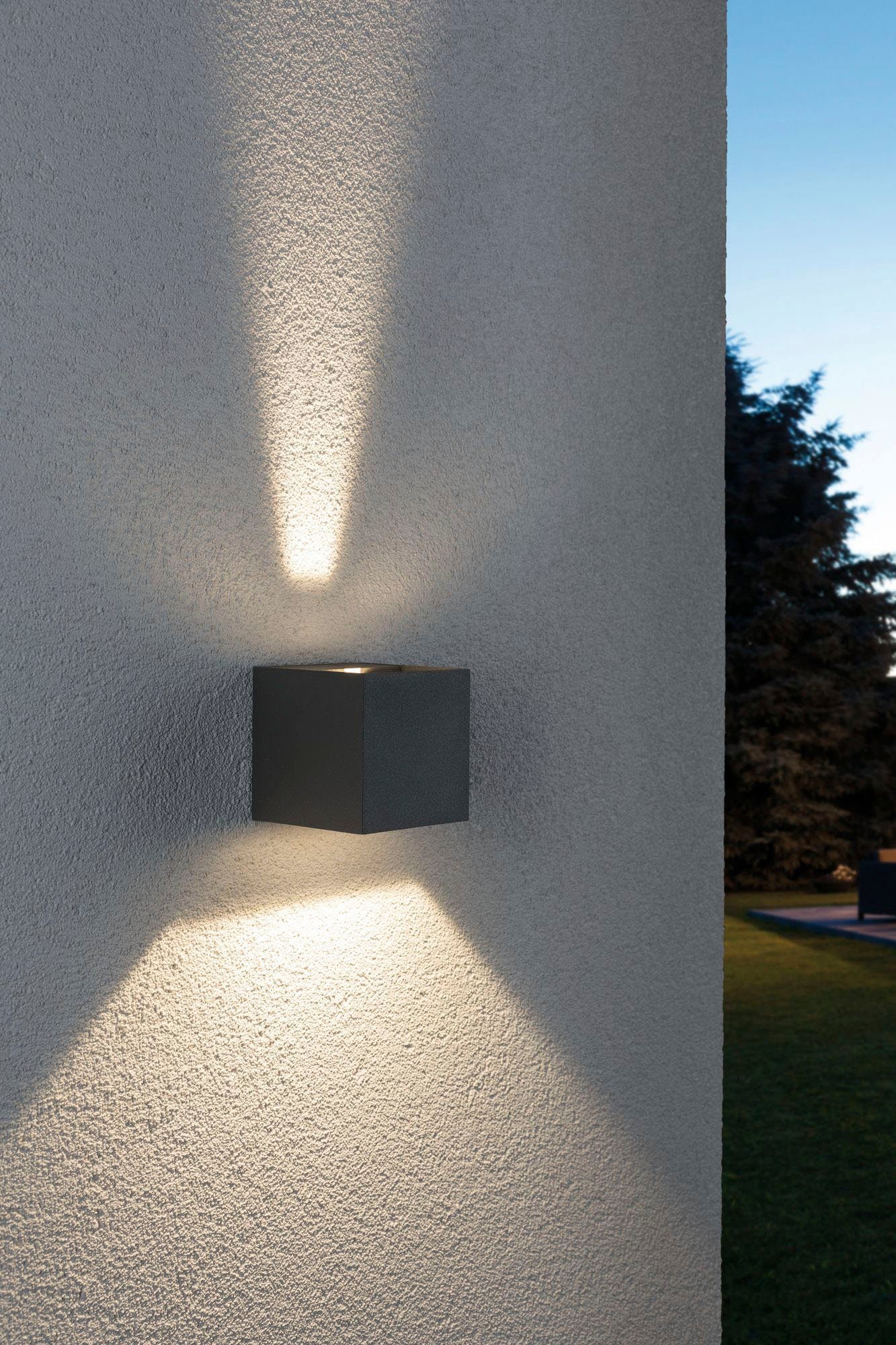 Paulmann Led-wandlamp voor buiten Buiten 230V Cybo LED 2x3,5W 230V IP65 vierkant 80x80mm Grijs Aluminium (1 stuk)