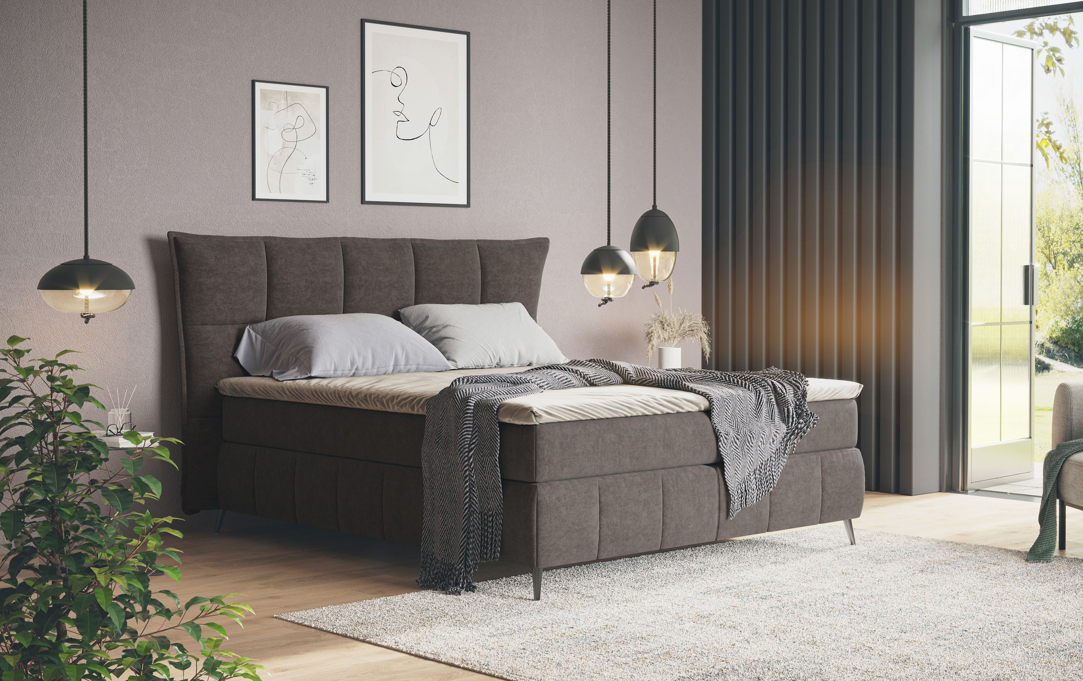 COTTA Boxspring Sarah inclusief topper, 2 matraskernen, hardheden h2, h3 of h4