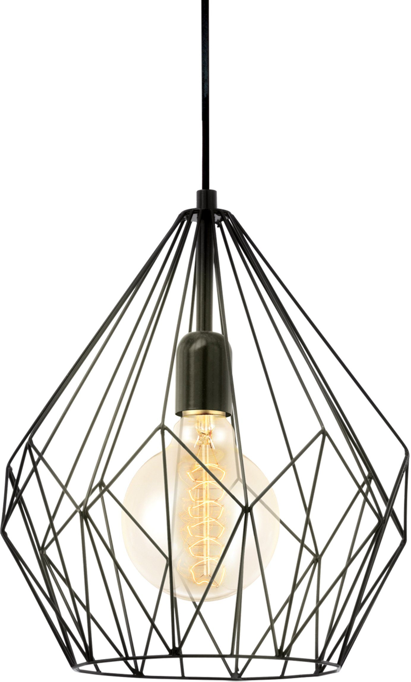 EGLO Hanglamp CARLTON hanglamp, zwart, staal, excl. lichtbron, retro Vintage hanglamp, retro hanglamp, kleur: zwart, fitting: E27