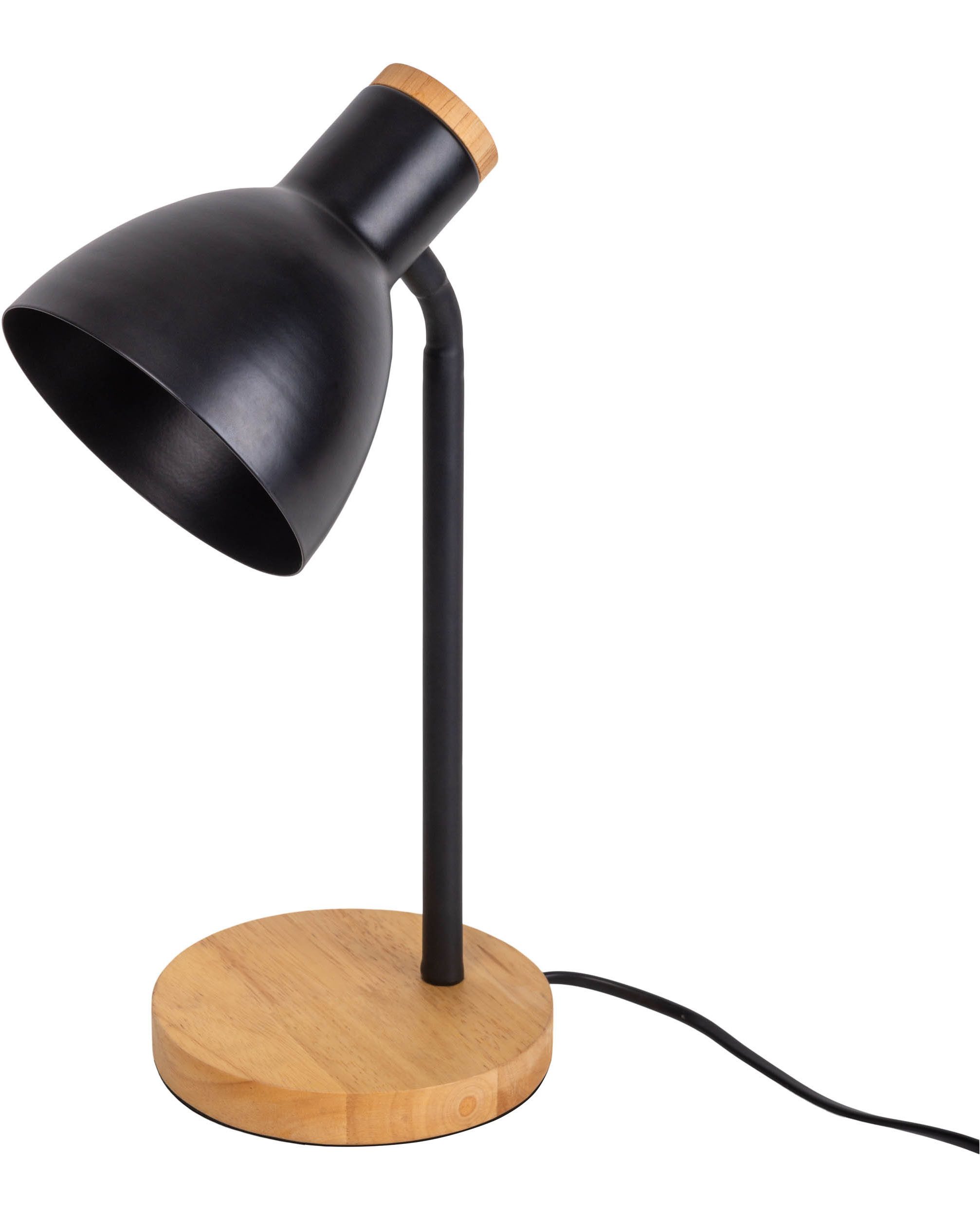 näve Bureaulamp Marie Voet en kap deels van hout, kap flexibel beweegbaar, E14 (1 stuk)