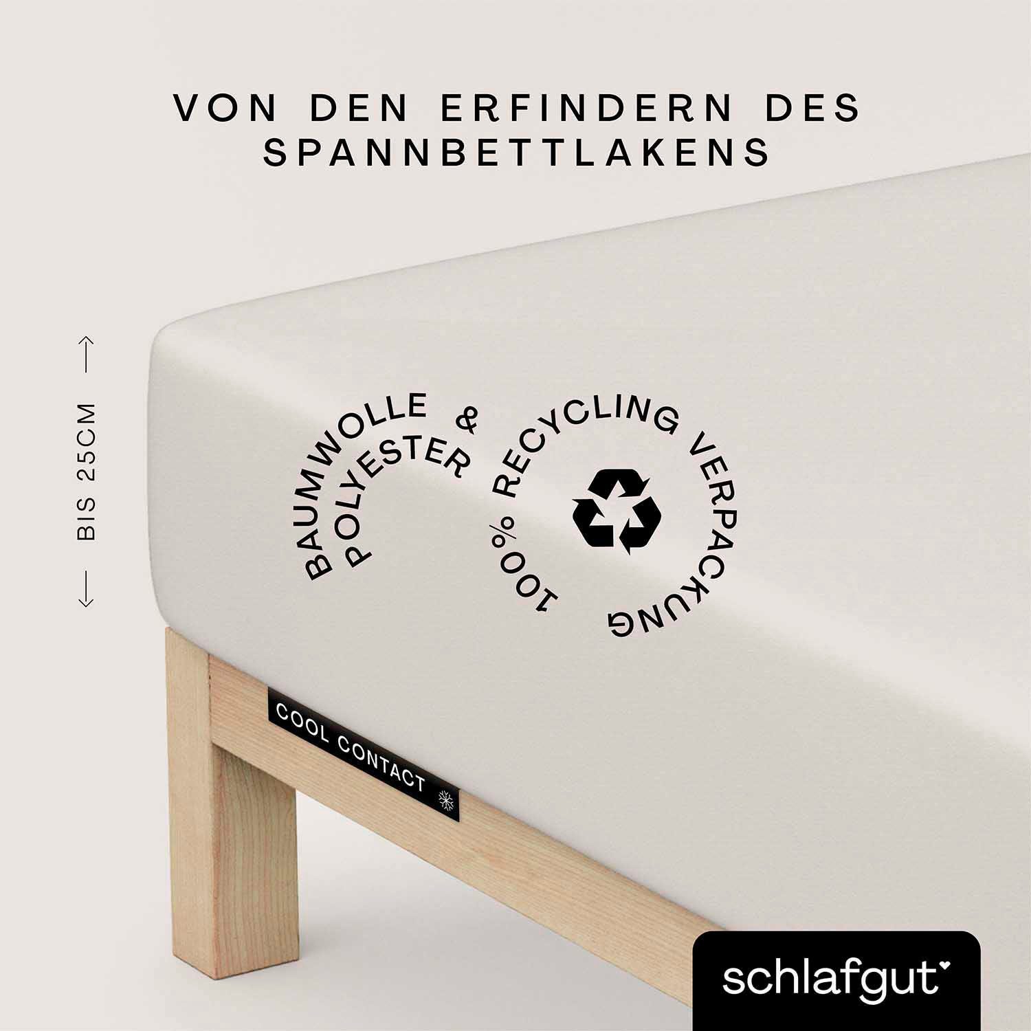 Schlafgut Hoeslaken Cool Contact 100% gekamd microvezel (1 stuk) hoeslakens maat 140-160 cm x 200 cm beige