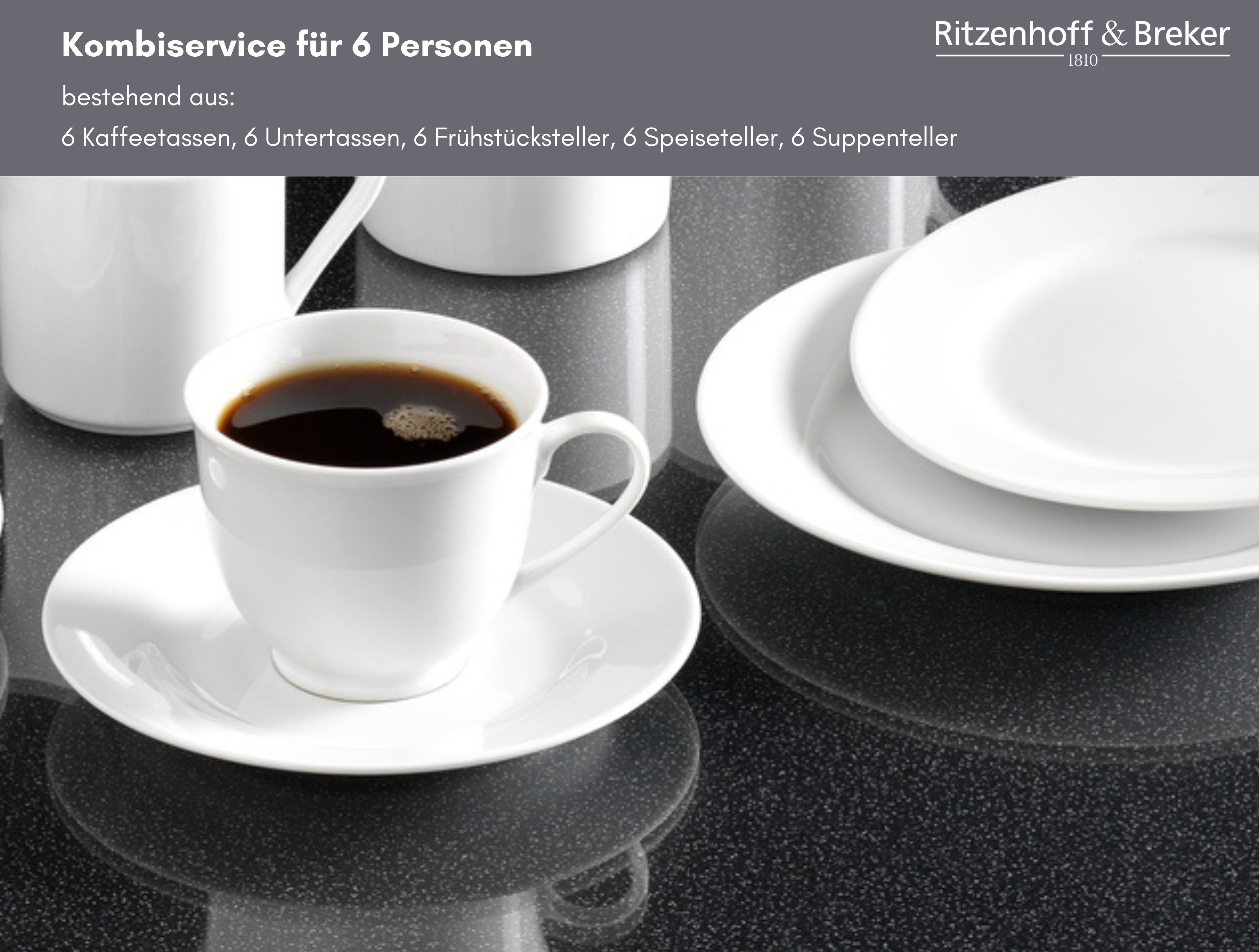 Ritzenhoff & Breker Combi-servies Bianco klassiek en eenvoudig, effen (set, 30-delig)