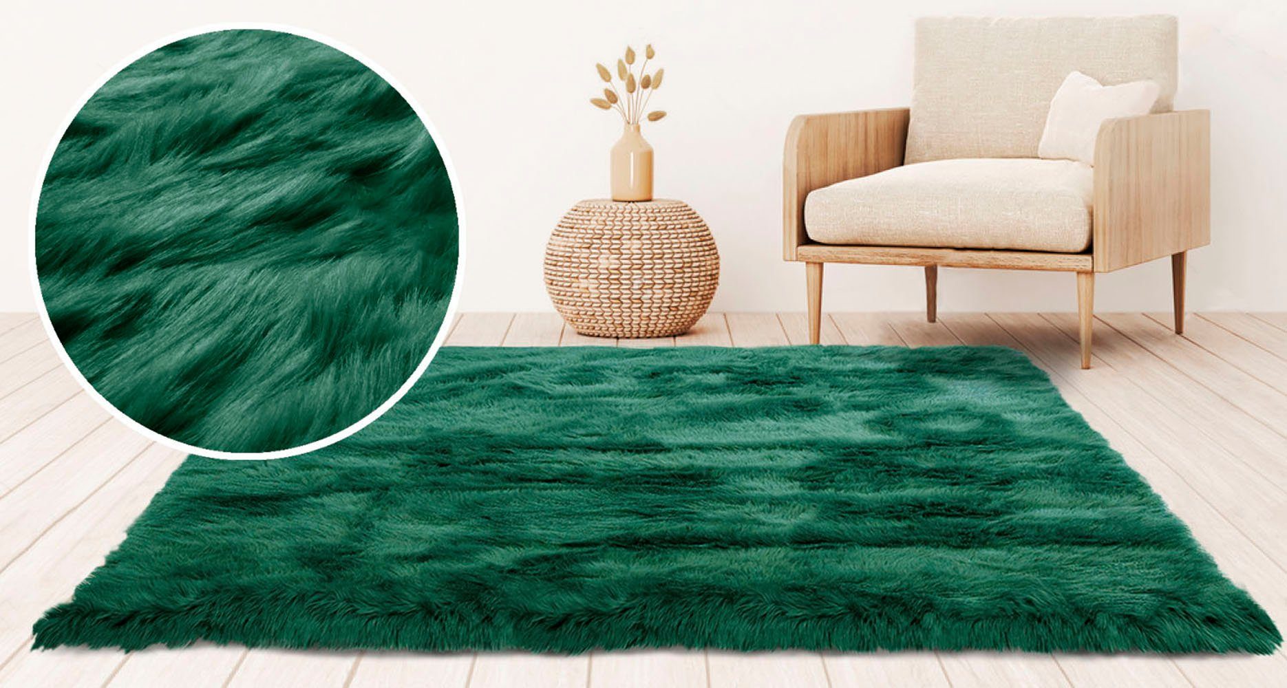 my home Hoogpolig vloerkleed Valeria schapenvacht tapijt knuffelig Imitatiebont, zachte vloerkleden, woonkamer, slaapkamer, eetkamer