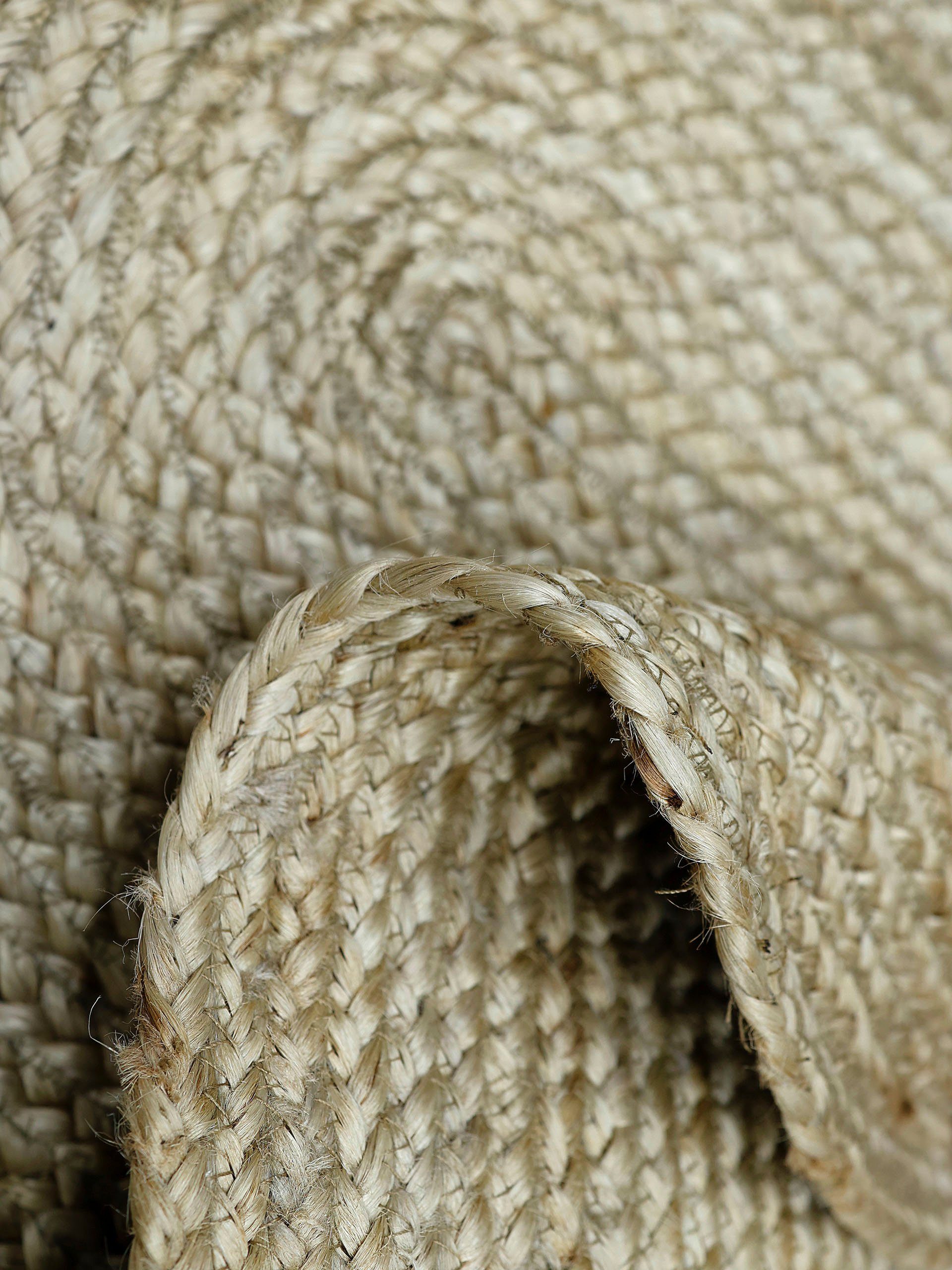carpetfine Vloerkleed Alia Jutetapijt handgeweven van jute, natuur tapijt, speciale vorm blauw, boho stijl, effen