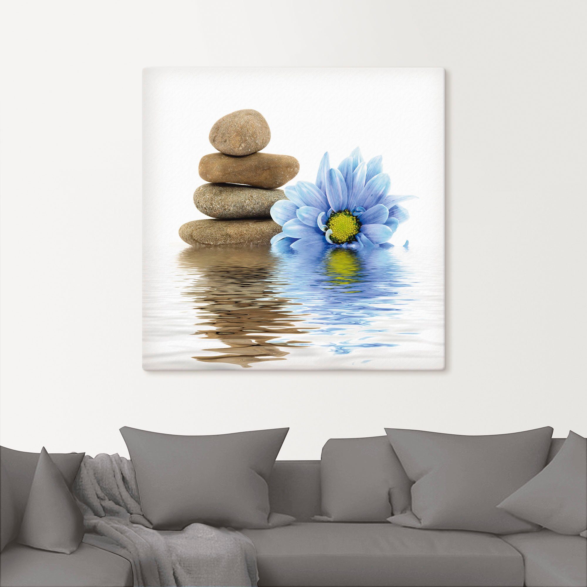 Artland Artprint Therapie-stenen met losse bloemen als artprint op linnen, muursticker in verschillende maten