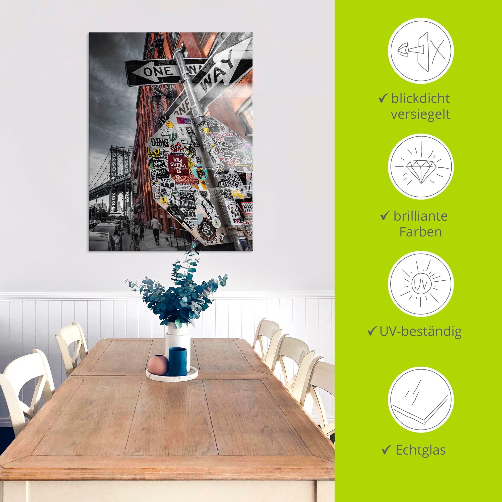 Artland Print op glas New York Street fotografie